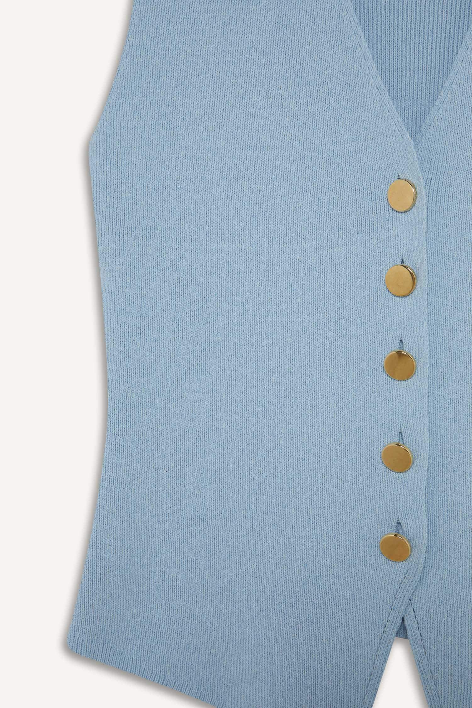 Fitted V Yaka Düğmeli Triko Yelek