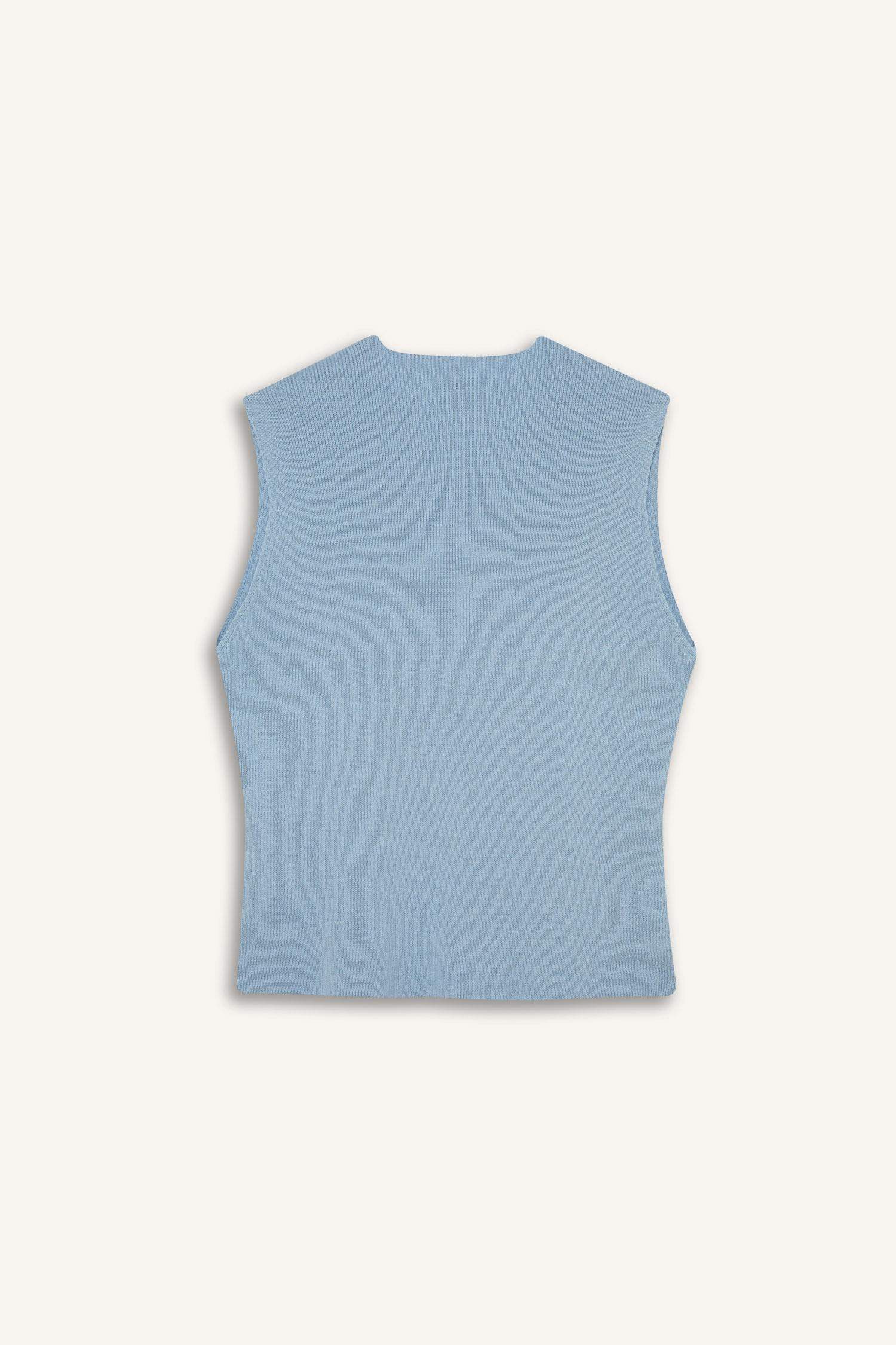 Fitted V Yaka Düğmeli Triko Yelek