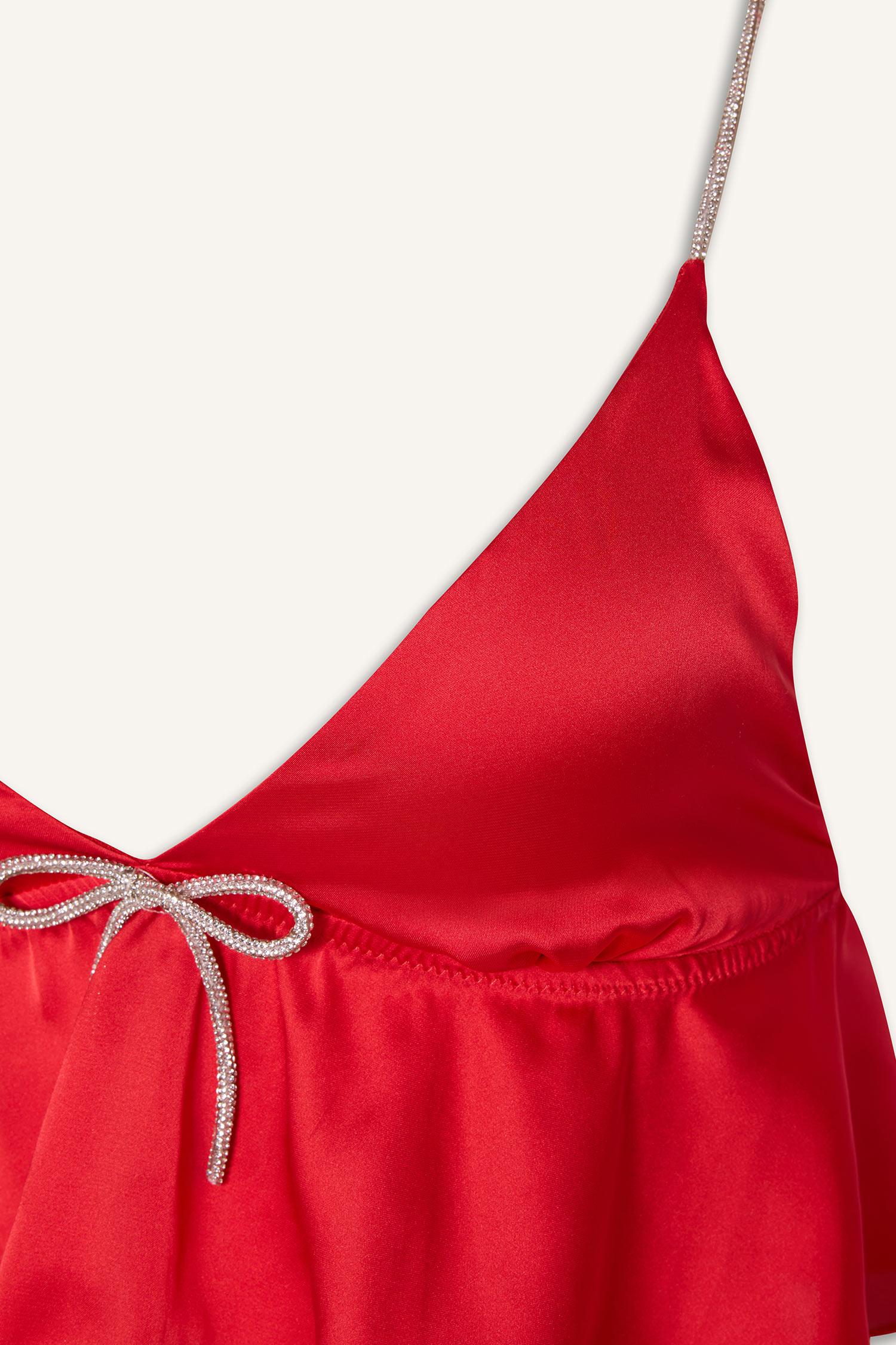DeFacto Regular Fit Saten Pijama Üst görsel 7