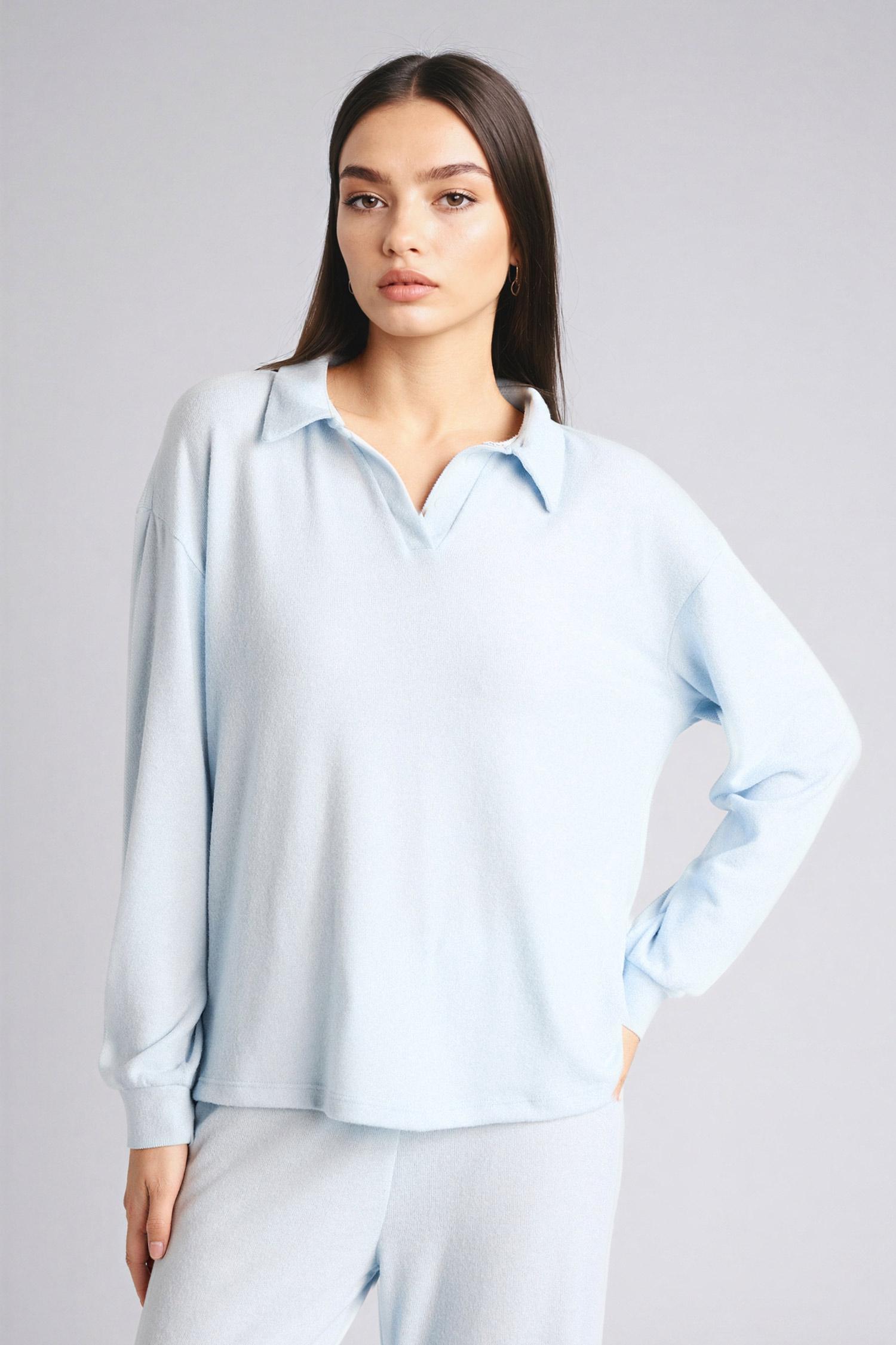 DeFacto Regular Fit Ultra Yumuşak Uzun Kollu Velur Üst Uzun Alt Pijama Takımı görsel 5
