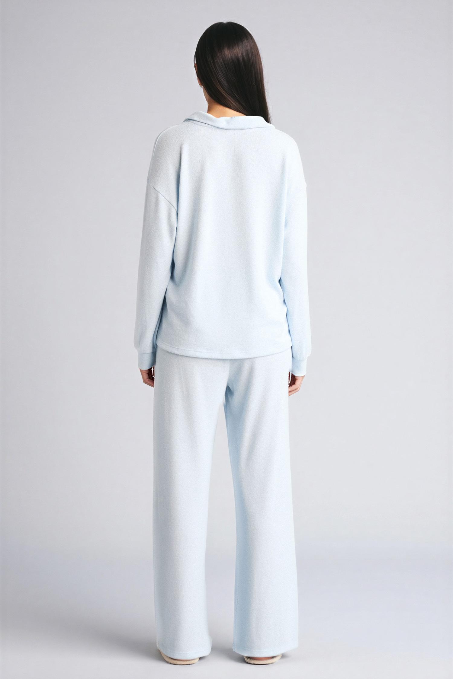DeFacto Regular Fit Ultra Yumuşak Uzun Kollu Velur Üst Uzun Alt Pijama Takımı görsel 8