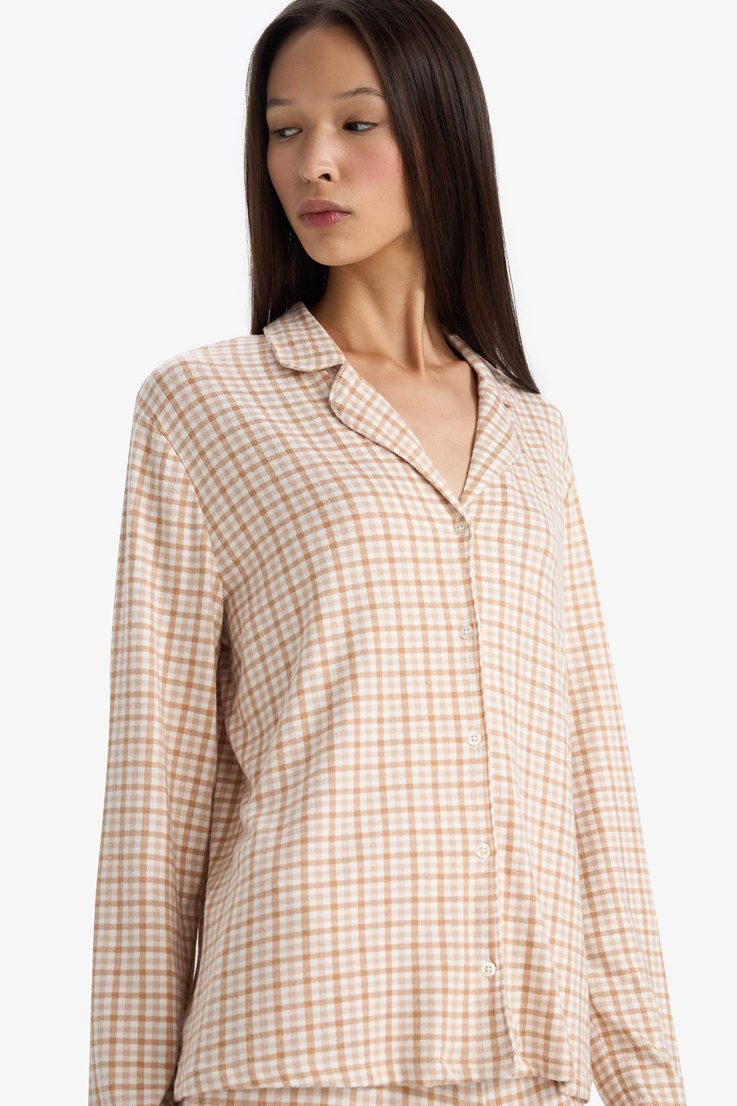 Pijama Takımı Regular Fit Kareli Uzun Kollu Üst Uzun Alt-Fall in Love