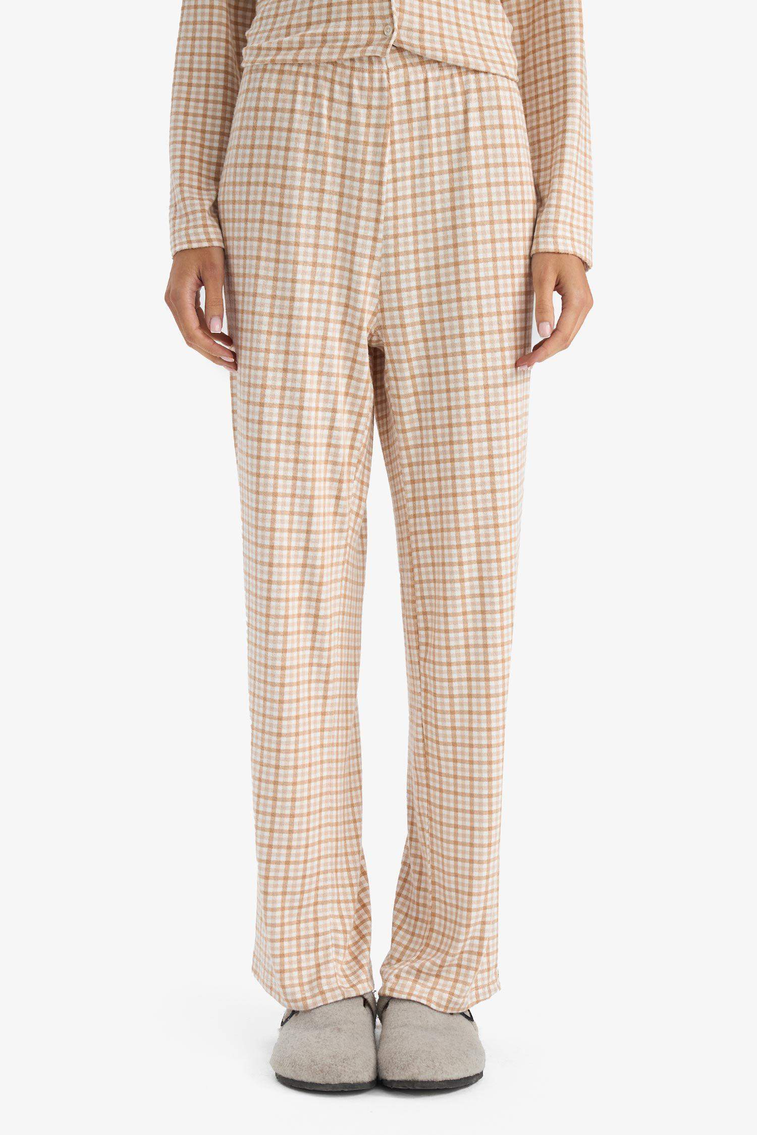 Pijama Takımı Regular Fit Kareli Uzun Kollu Üst Uzun Alt-Fall in Love