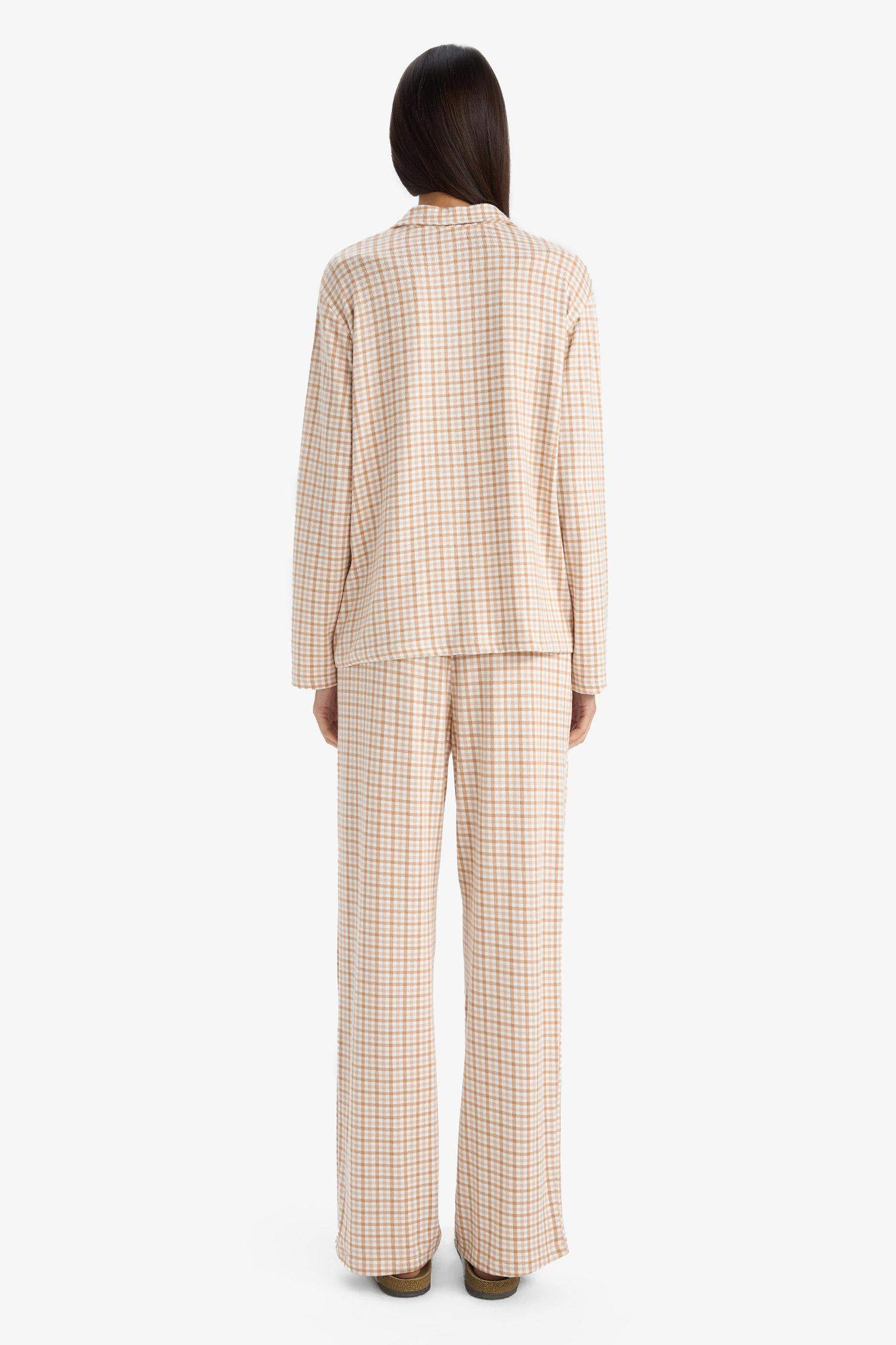 Pijama Takımı Regular Fit Kareli Uzun Kollu Üst Uzun Alt-Fall in Love