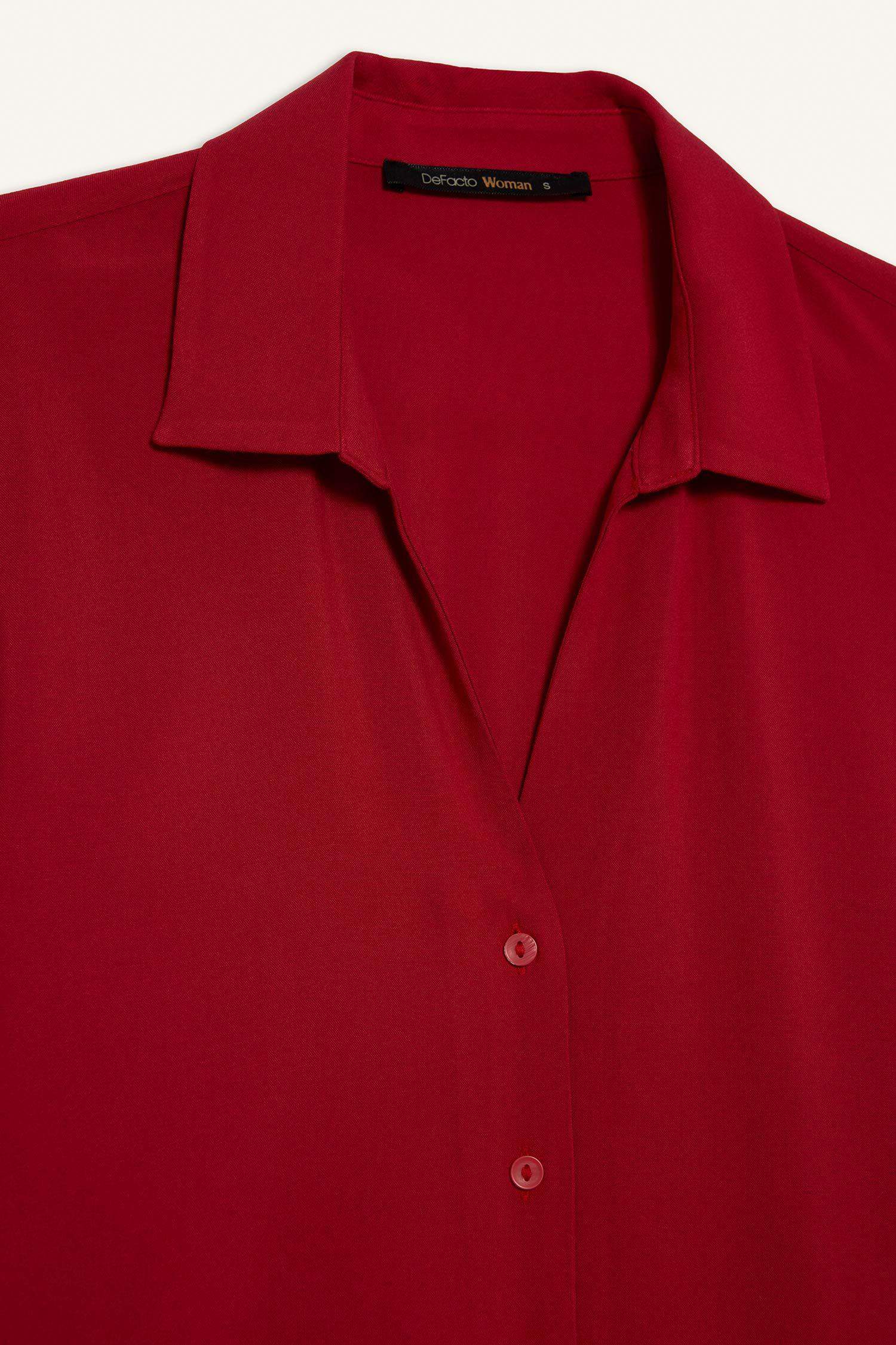 Әйелдер күніне арналған Regular Fit қайырма жағалы ұзын жеңді жейде