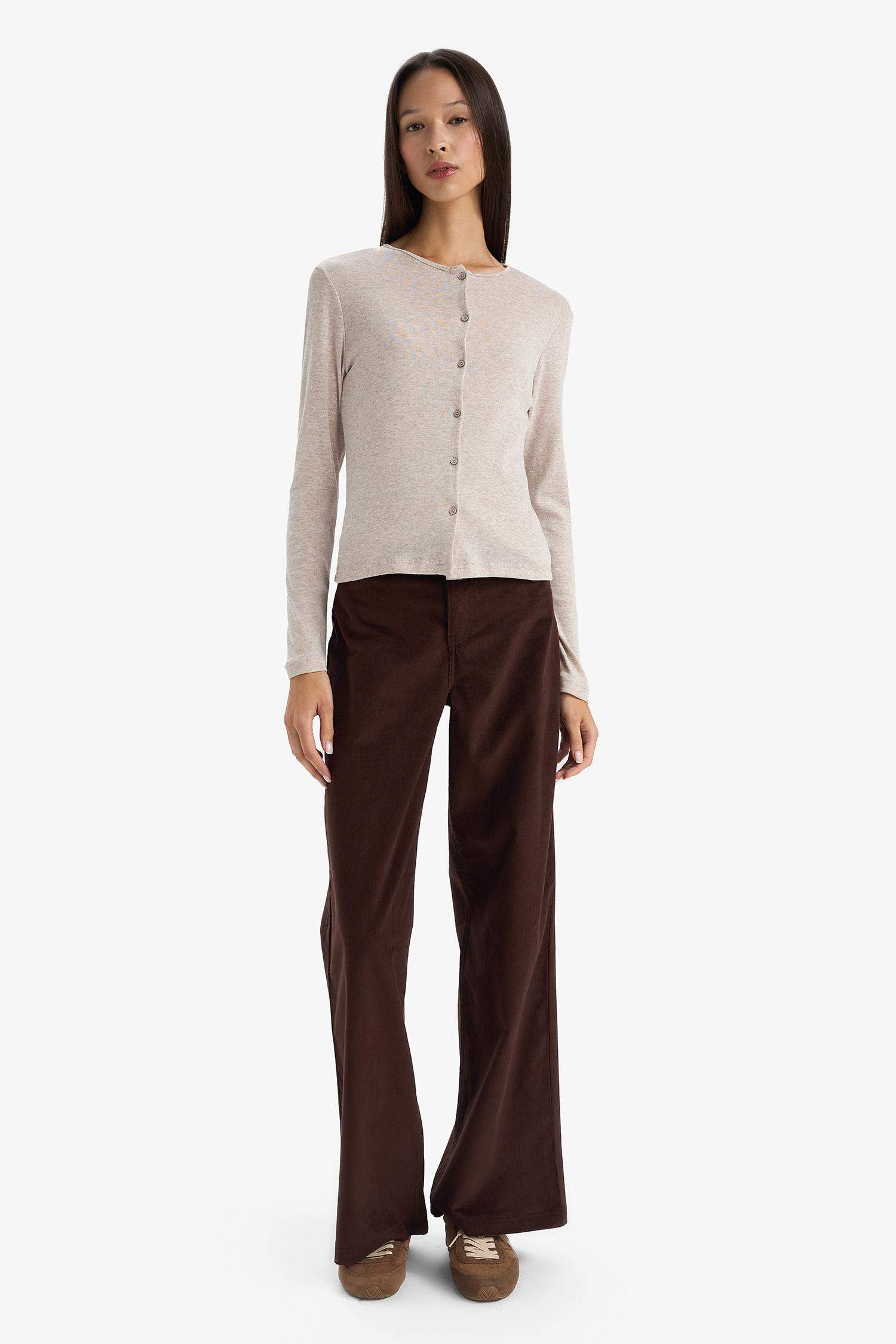 Wide Leg Zipper Velvet Trousers