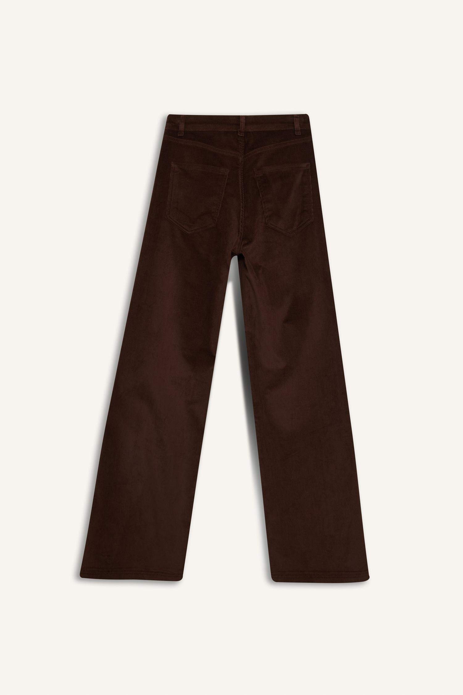 بنطرون مخمل بساق وايد ليج بسحاب