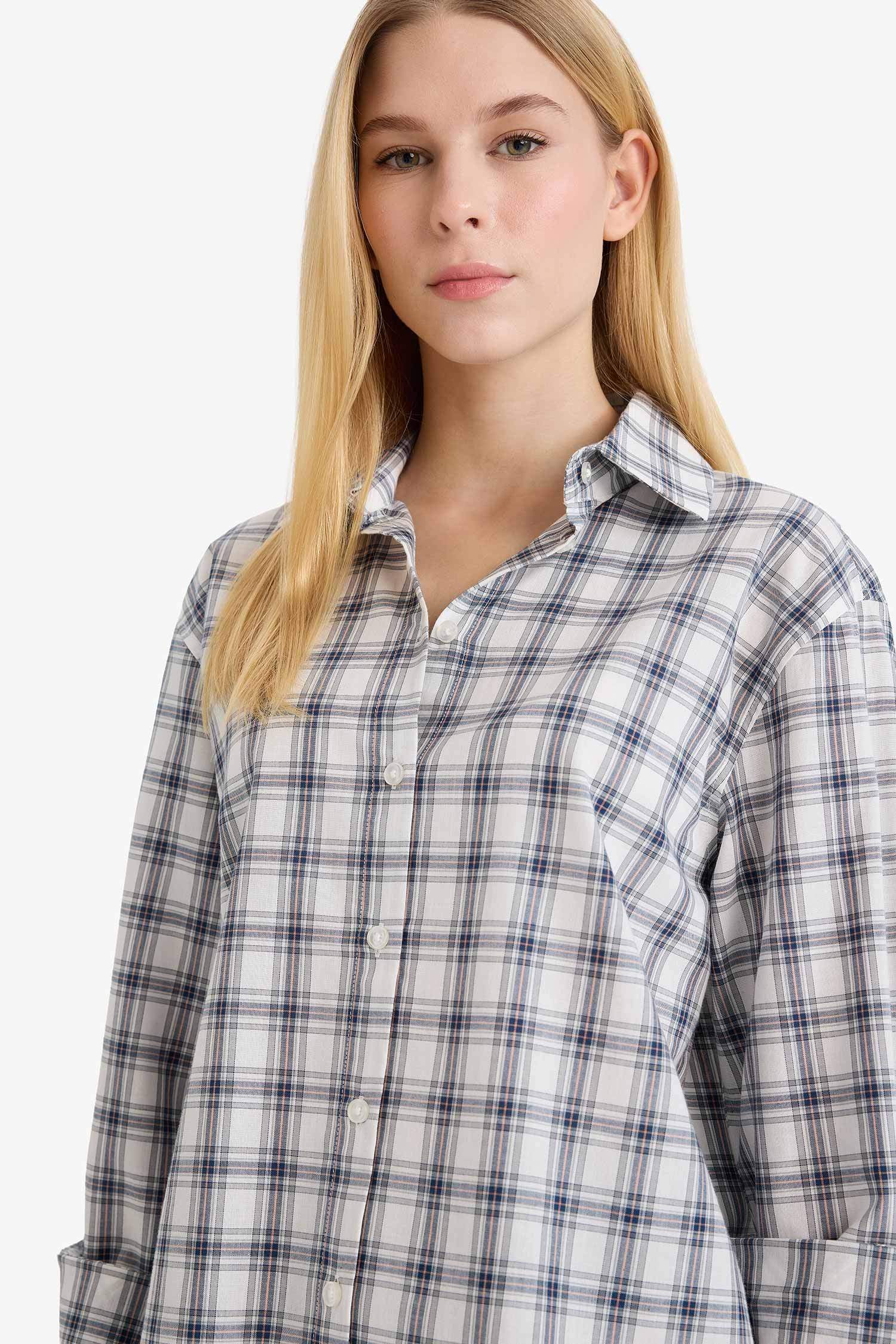 Oversize кең пішімді қайырма жағалы фактуралы ұзын жеңді жейде