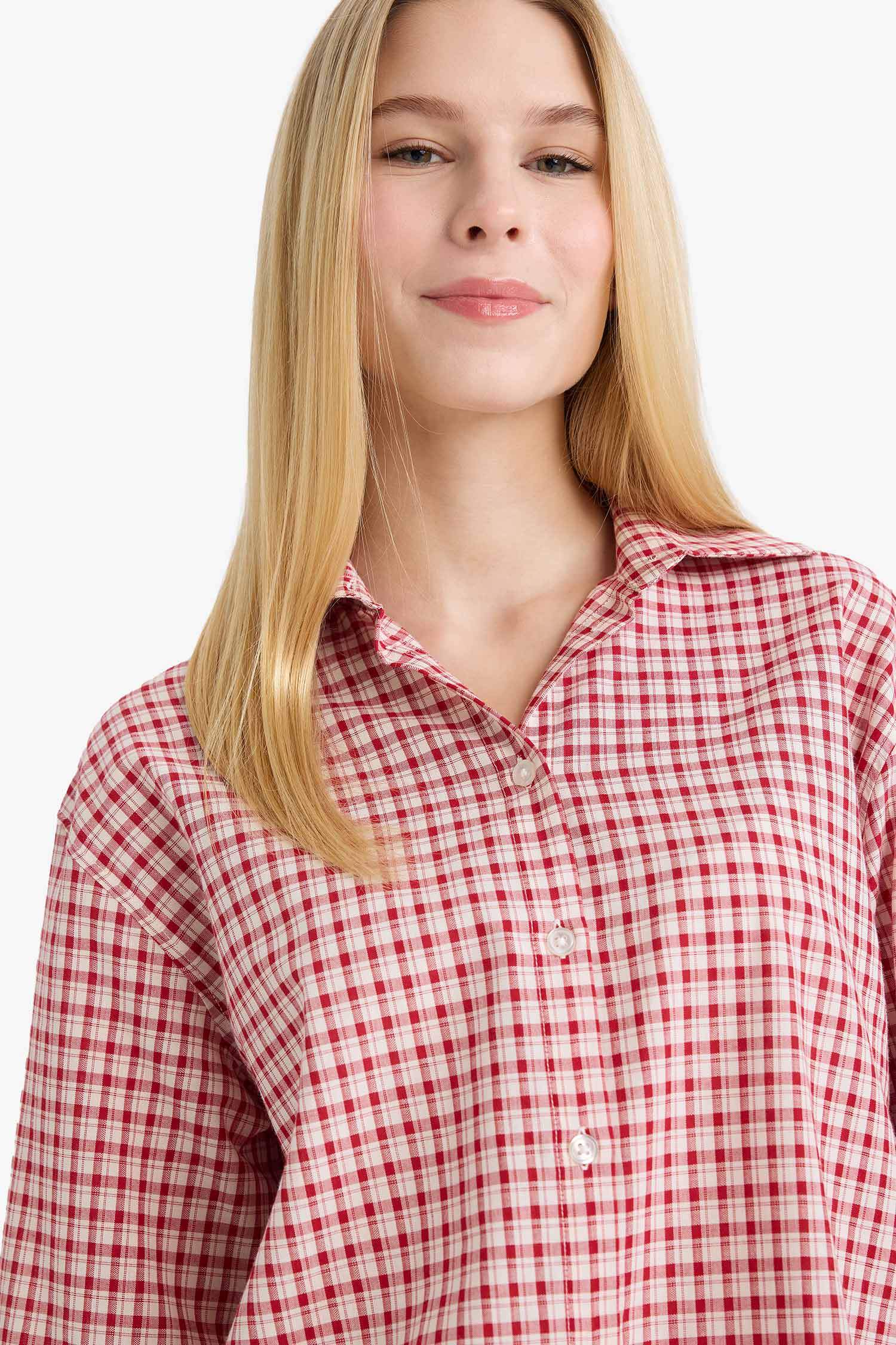 Oversize кең пішімді қайырма жағалы фактуралы ұзын жеңді жейде