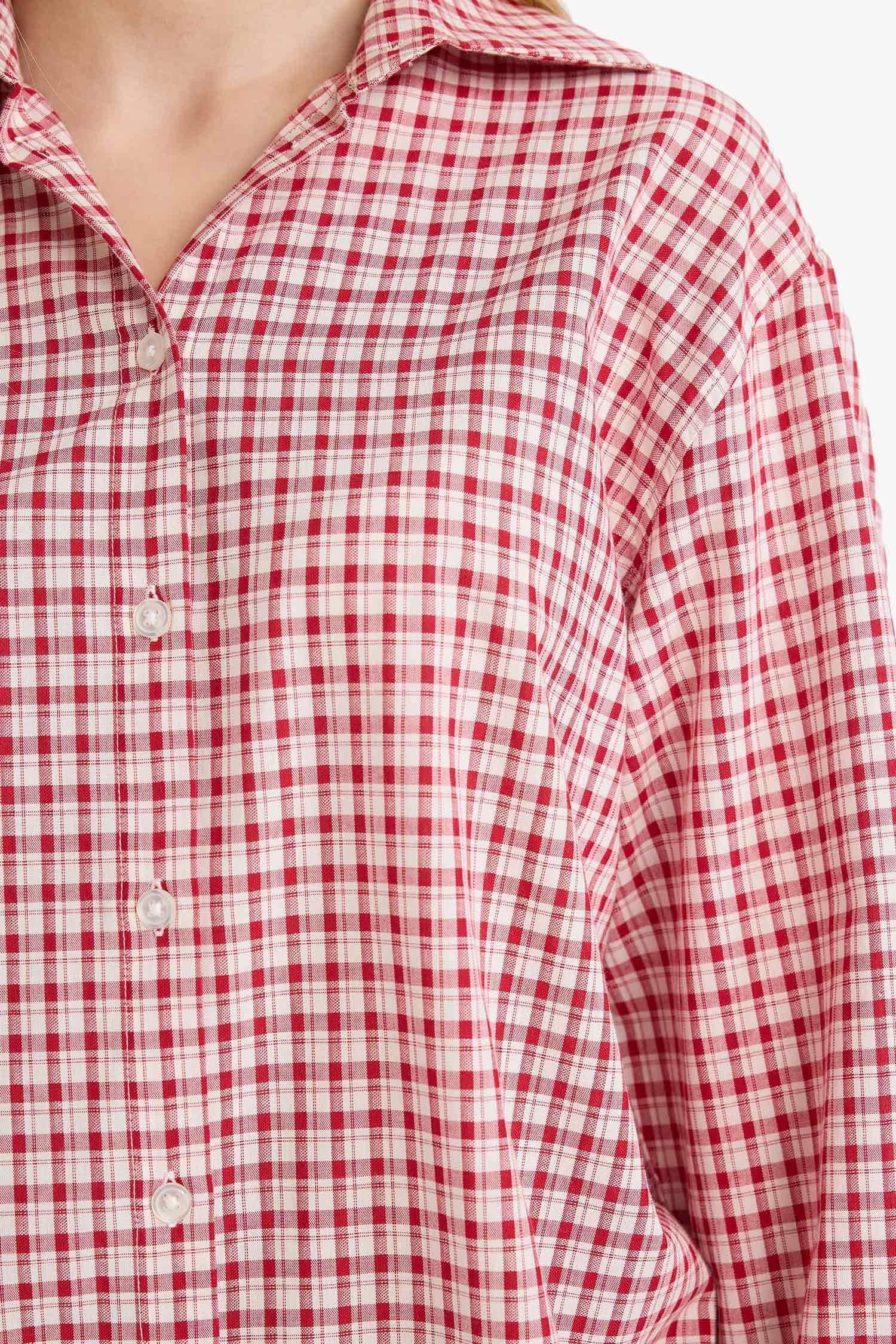 Oversize кең пішімді қайырма жағалы фактуралы ұзын жеңді жейде