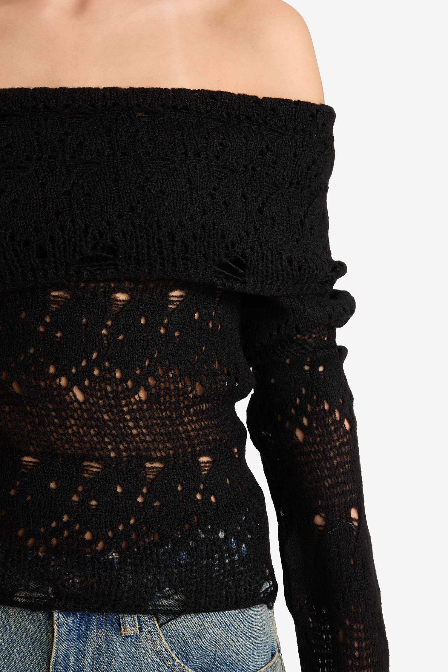 Coool Slim Fit Dar Kesim Açık Omuz Kazak