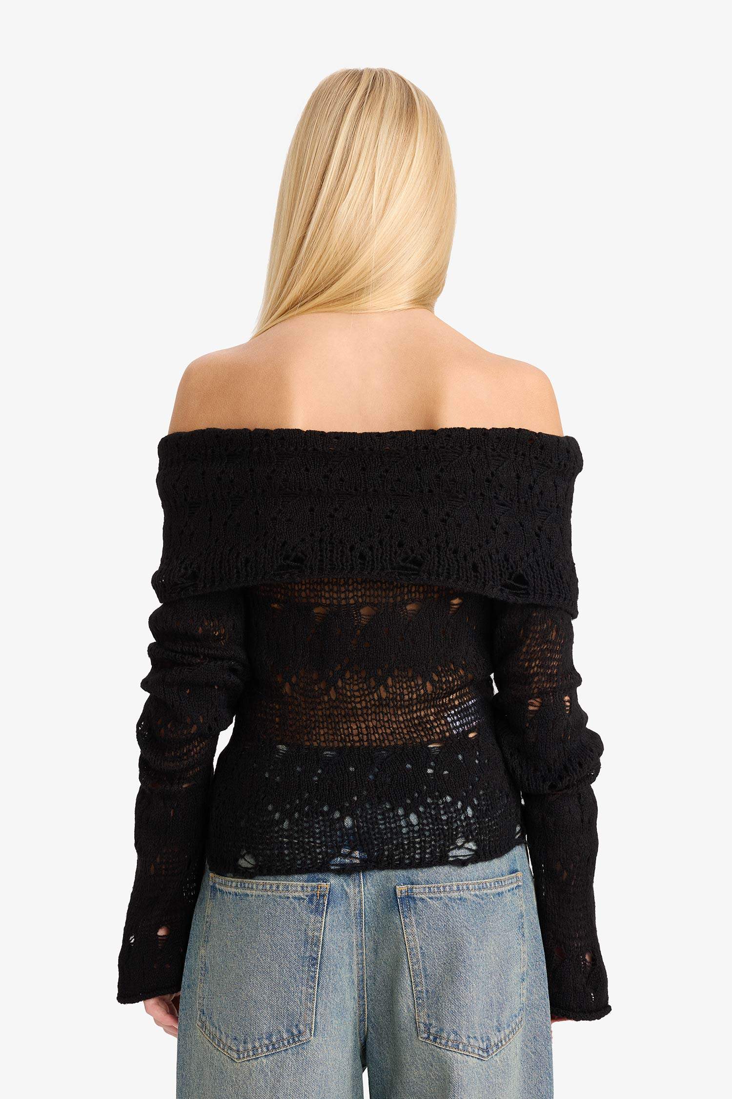 Coool Slim Fit Dar Kesim Açık Omuz Kazak