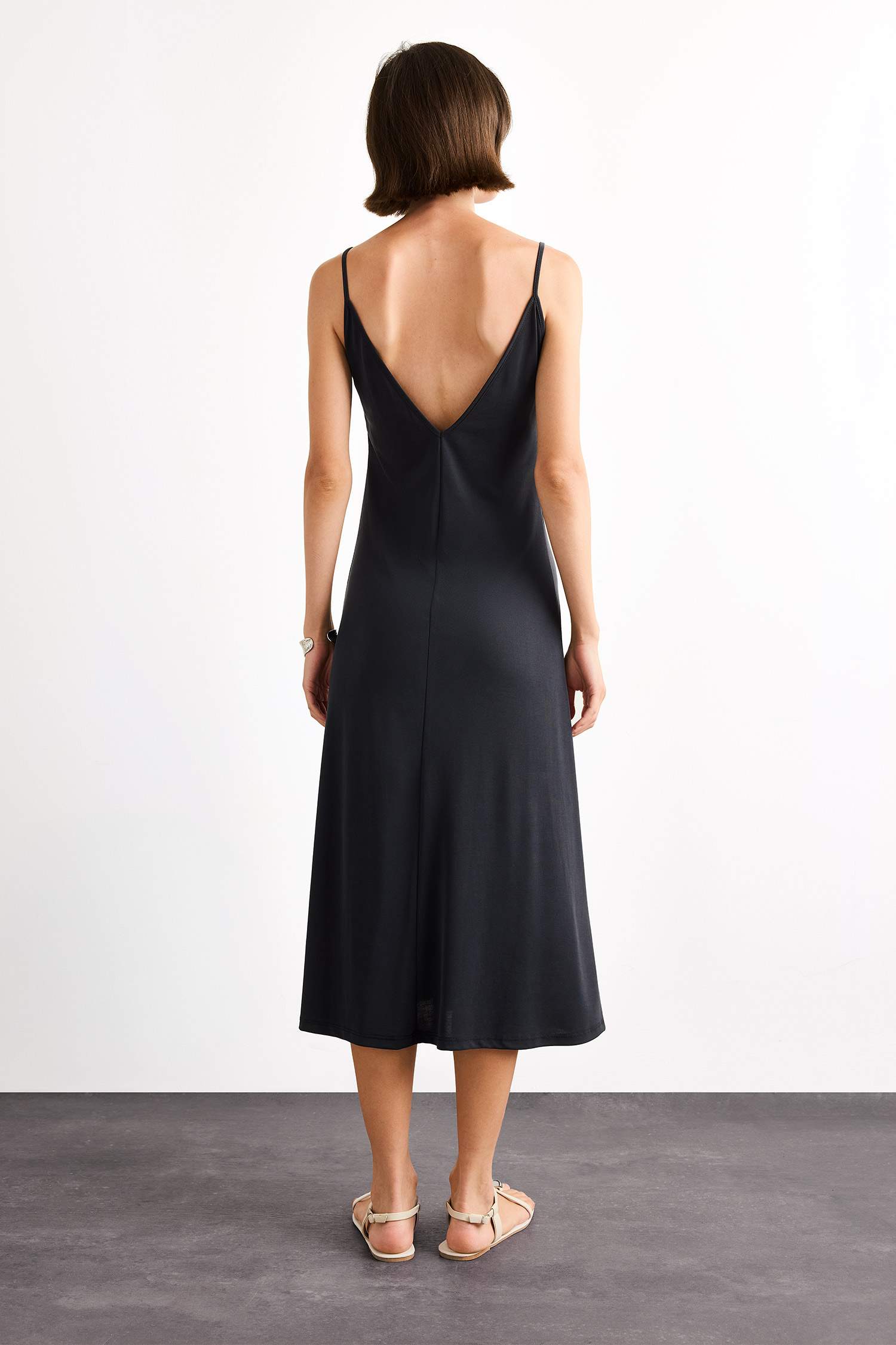 Modal İnce Askılı Maxi Elbise