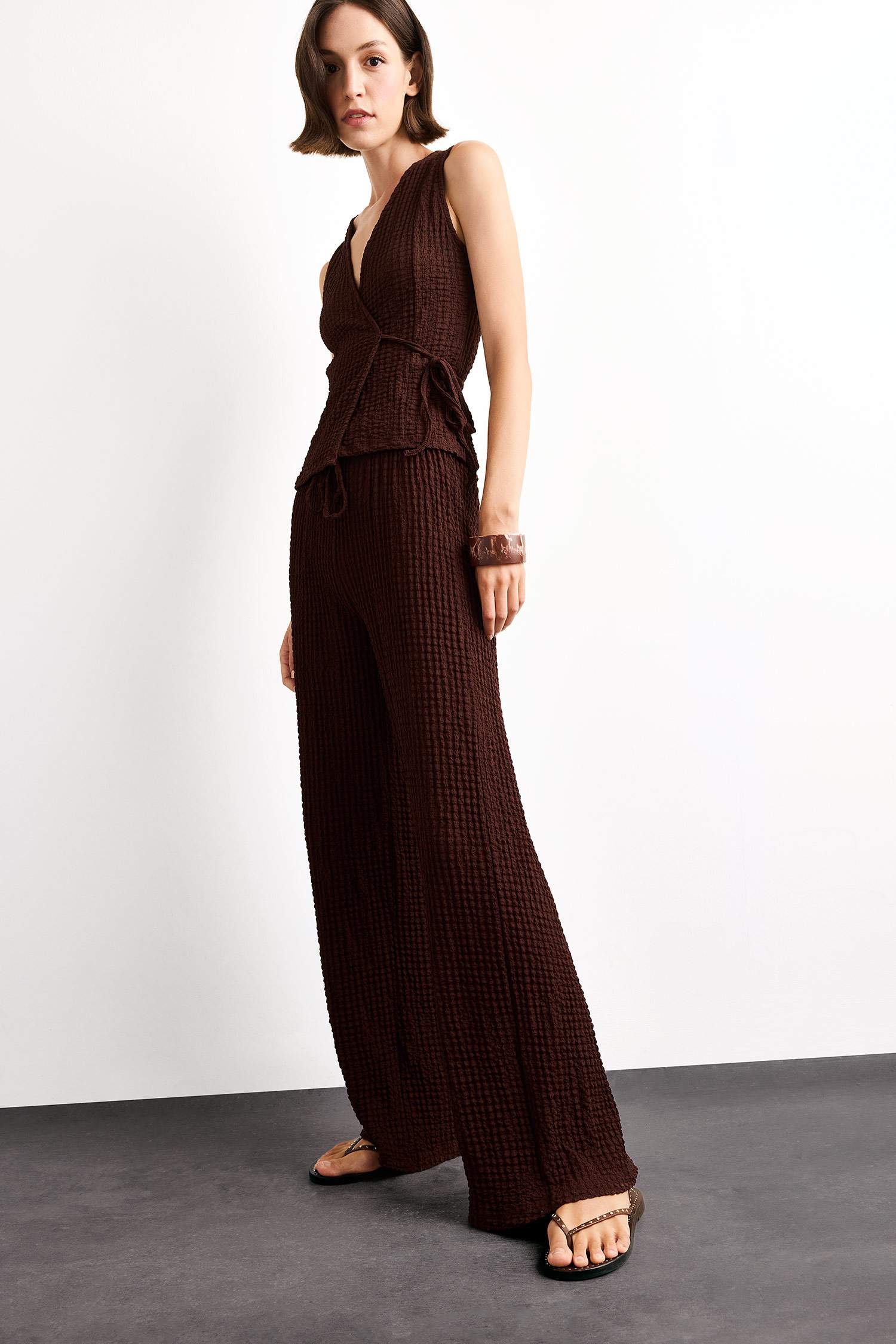 Relax Fit Normal Bel Düz Paça Bürümcük Pantolon