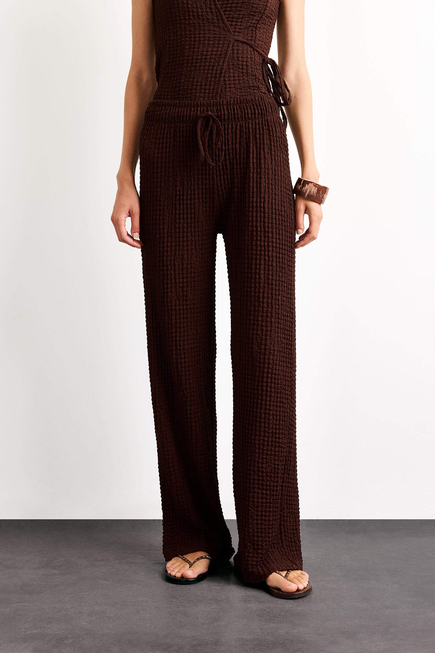 Relax Fit Normal Bel Düz Paça Bürümcük Pantolon