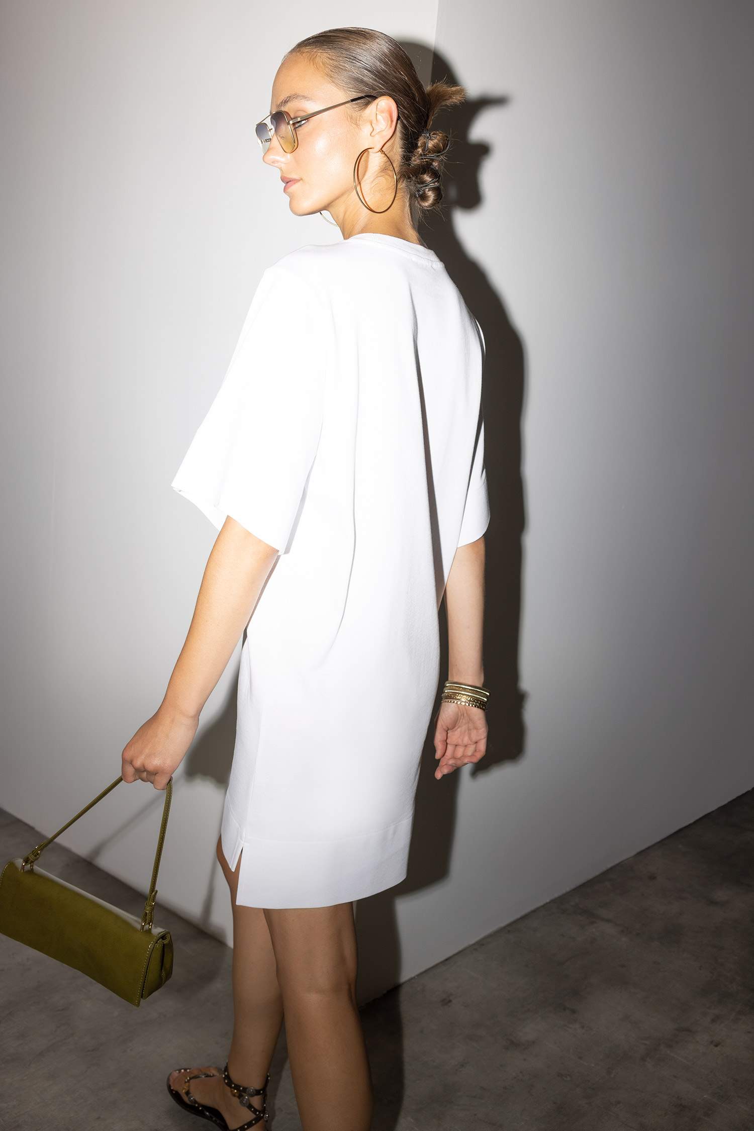 A Kesim Bisiklet Yaka Penye Kısa Kollu Mini Elbise