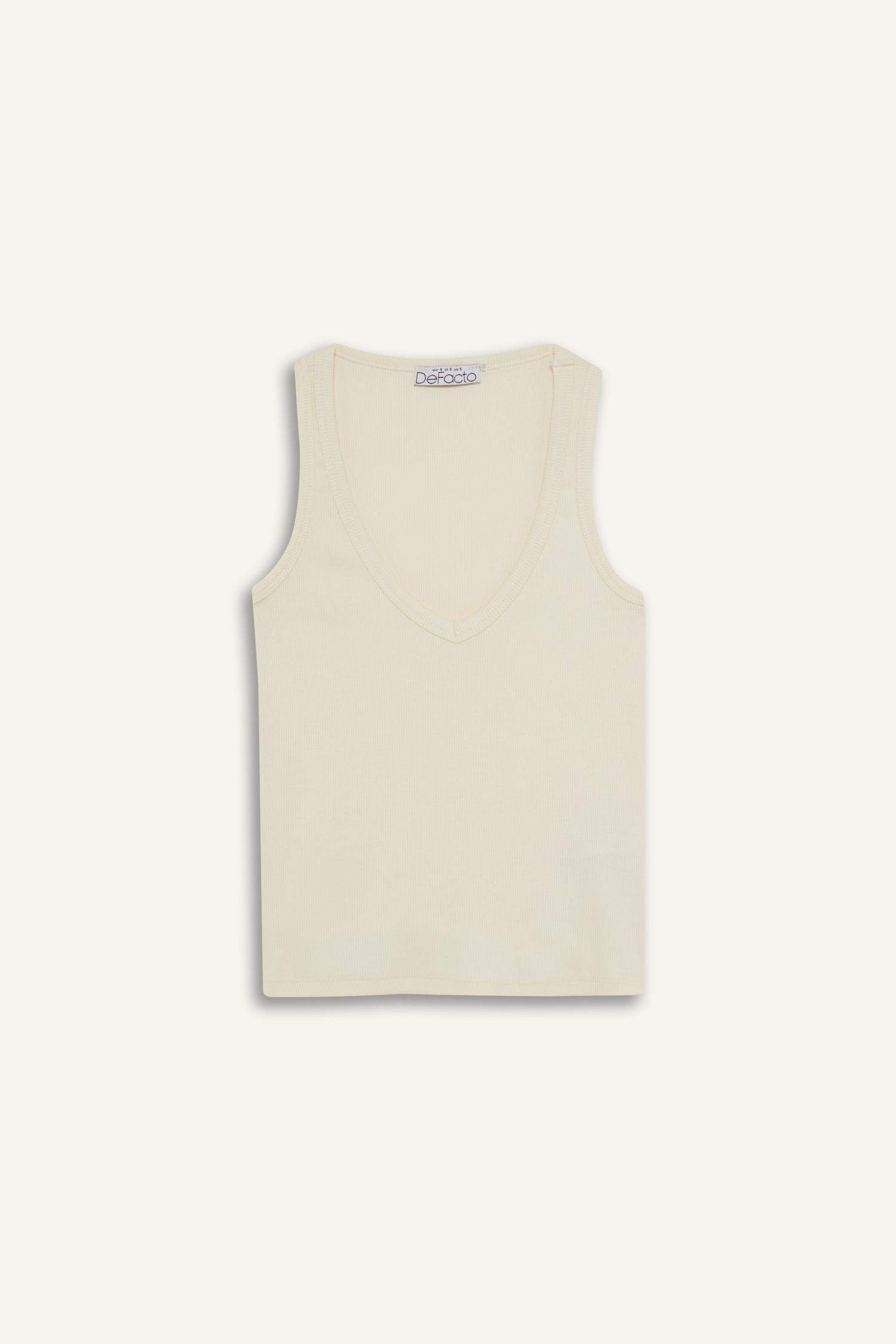 Fitted V Yaka Fitilli Kaşkorse Atlet