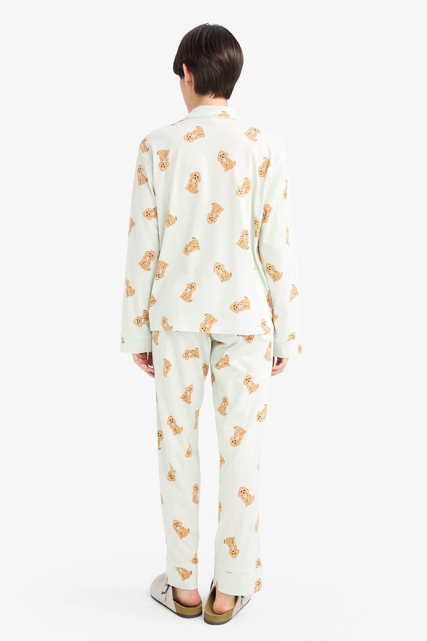 طقم بيجاما قصة عادية بطبعة سمك - قطعتين