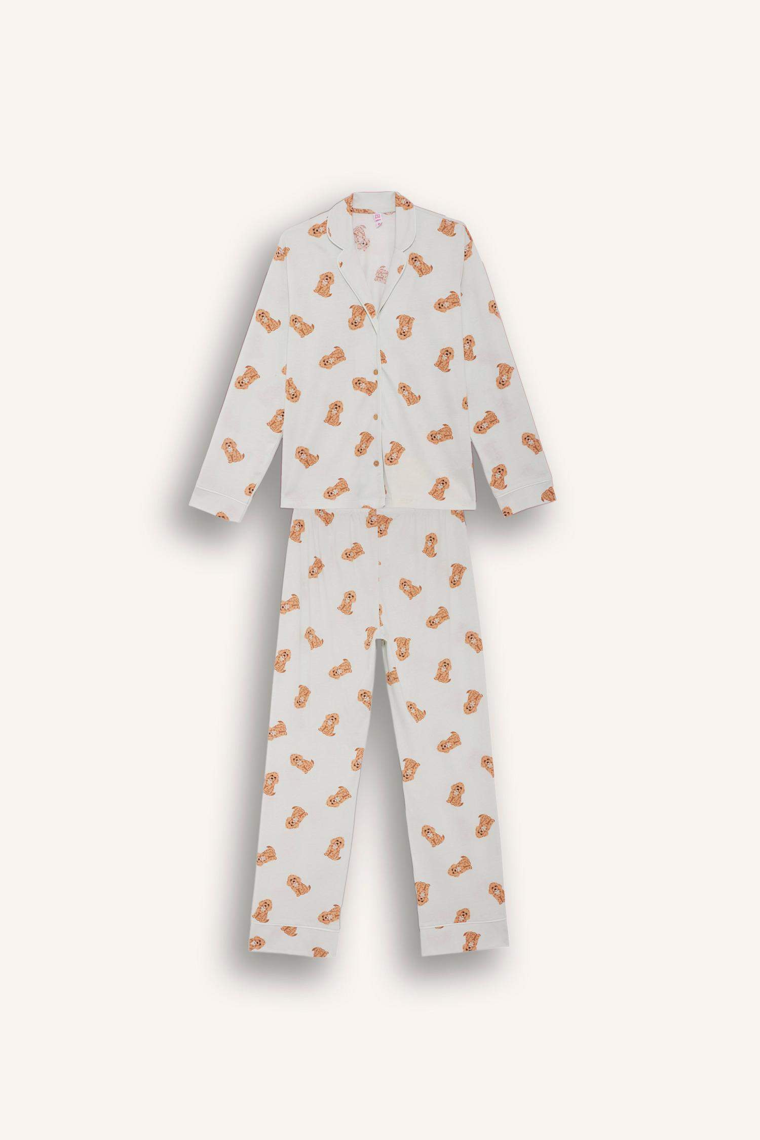 طقم بيجاما قصة عادية بطبعة سمك - قطعتين