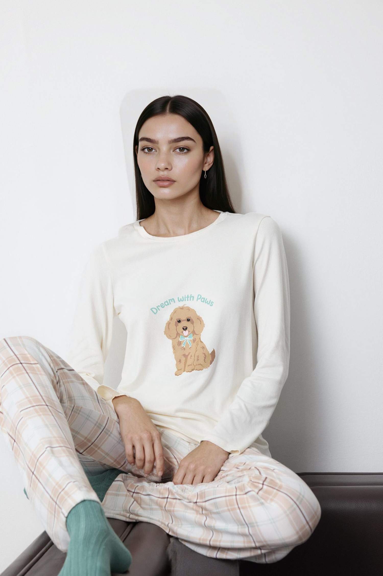 Regular Fit Printed Top Bottom 2 Piece Pajama Set