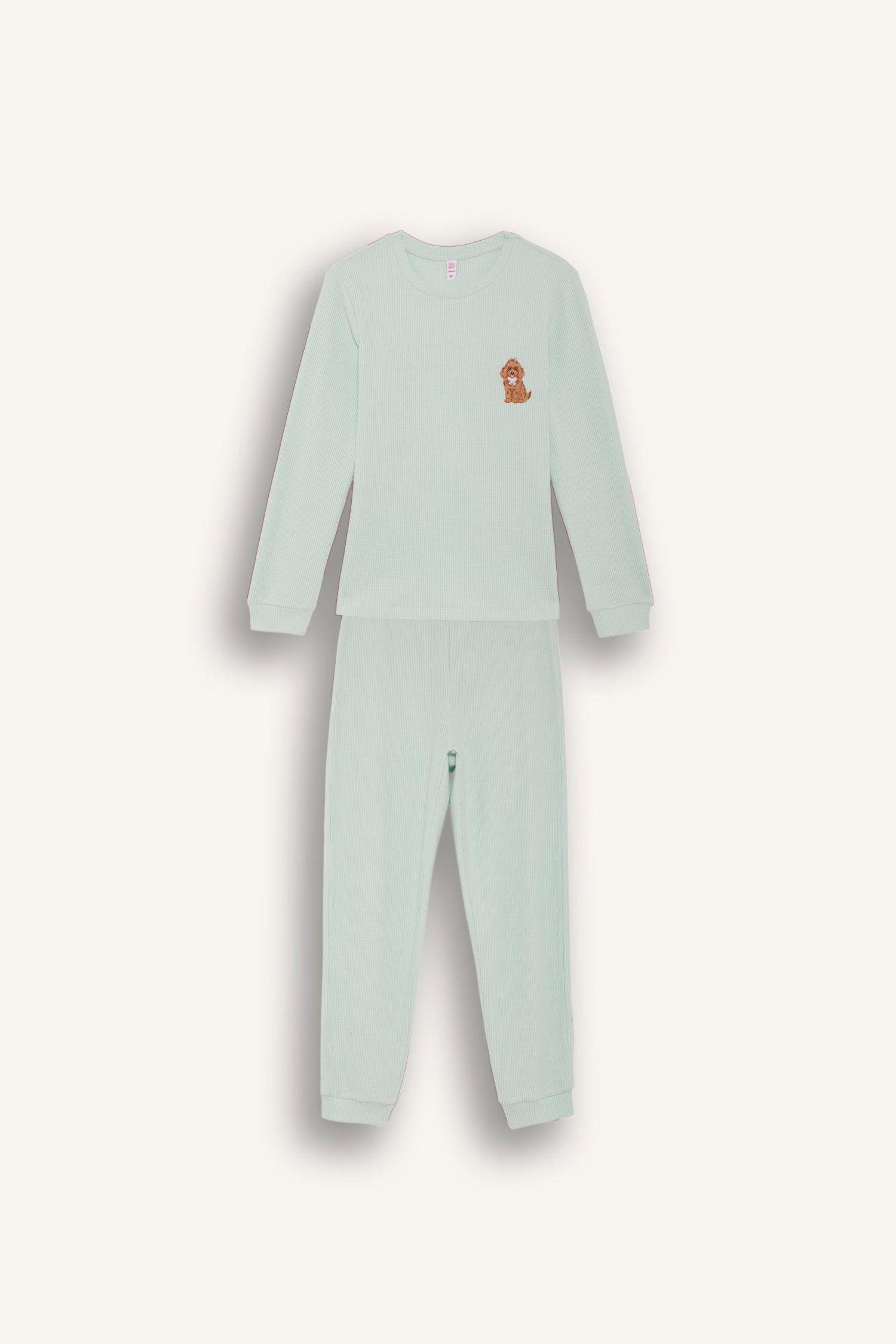 Fall in Love Regular Fit Waffle Top Bottoms 2 Piece Pajama Set