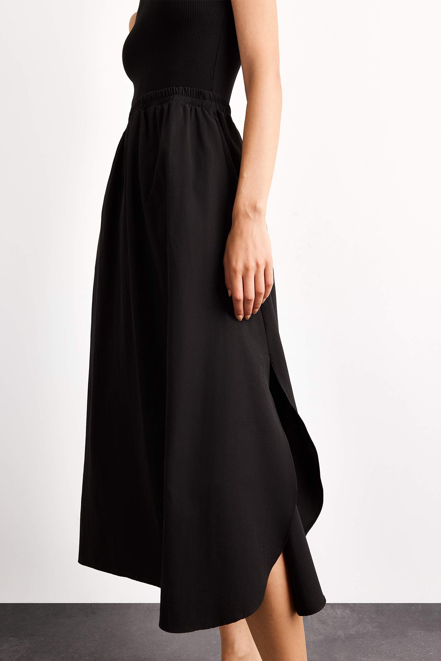 A Cut Cotton Sleeveless Midi Dress