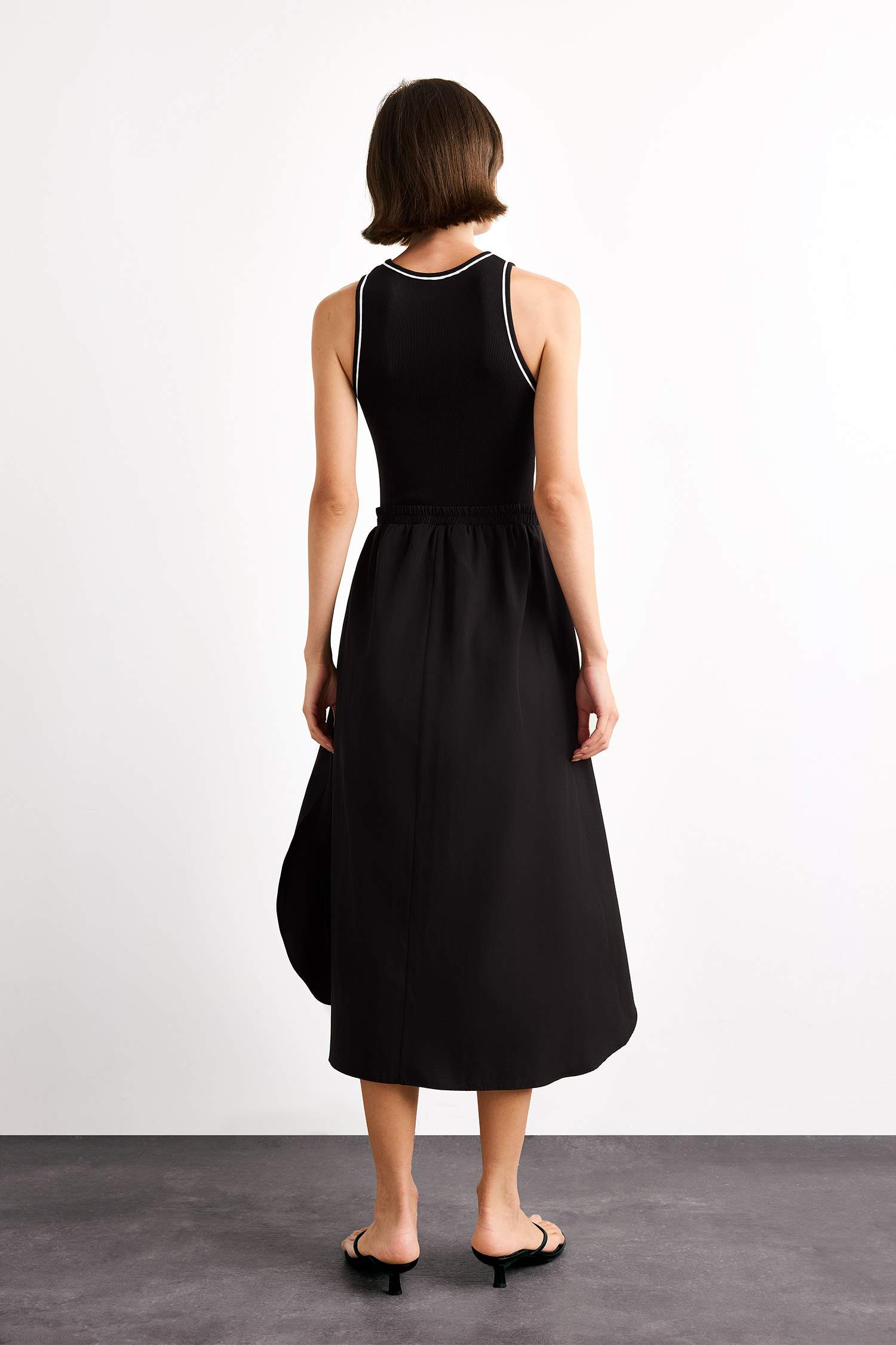 A Cut Cotton Sleeveless Midi Dress