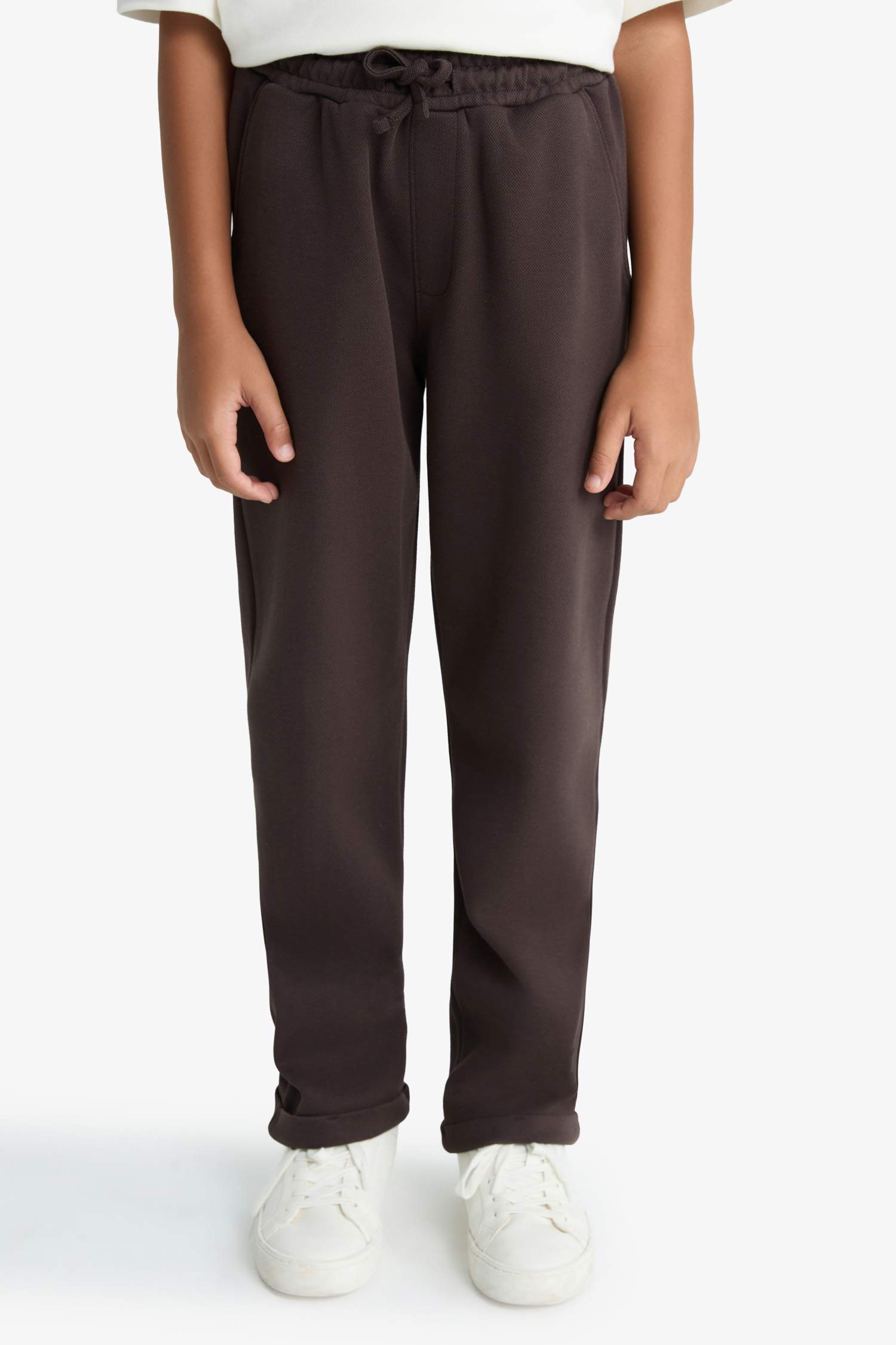 Erkek Çocuk Beli Lastikli Düz Paça Pike Eşofman Altı