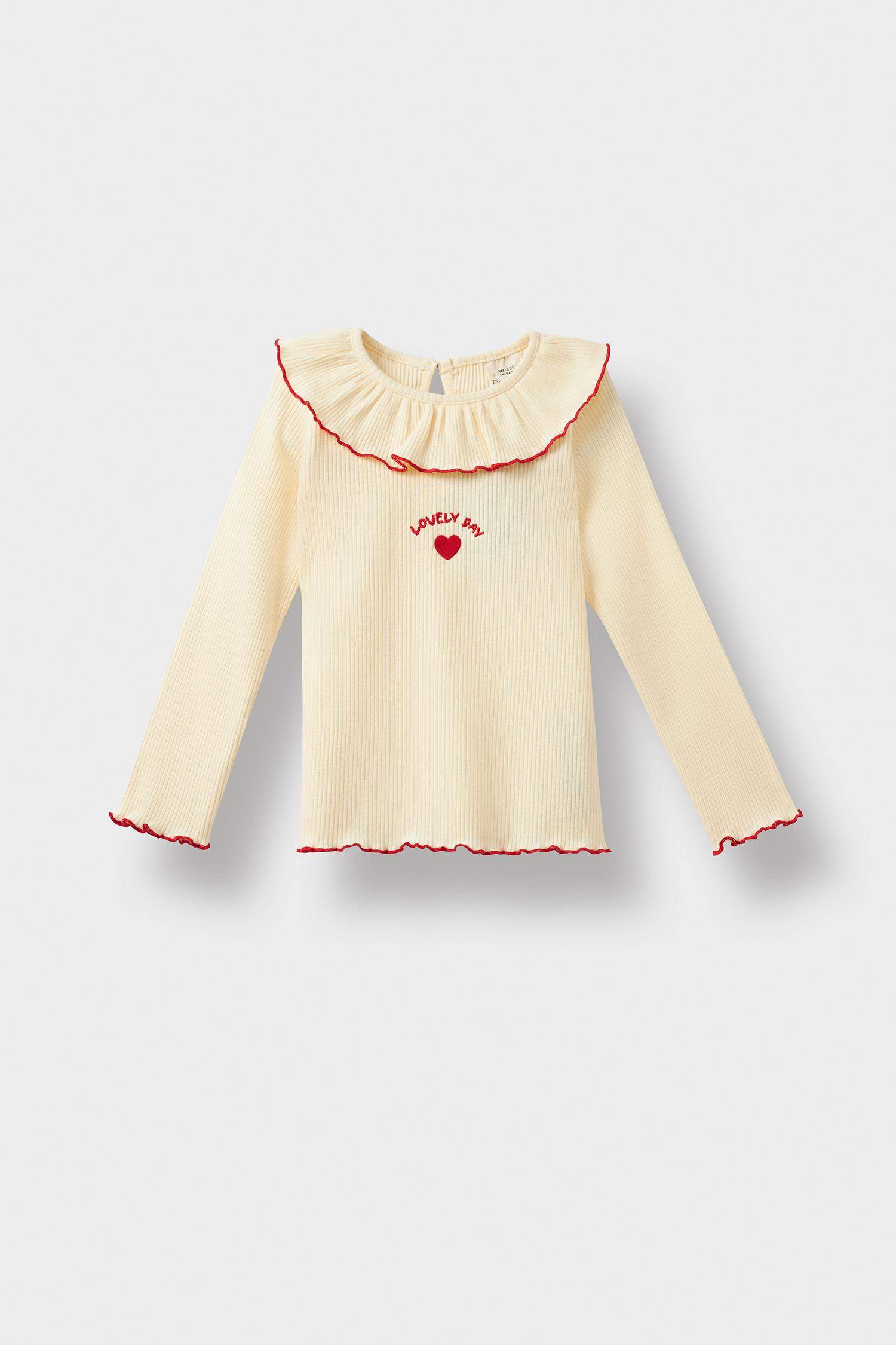 Kız Bebek Standart Fit Fitilli Kaşkorse Uzun Kollu Tişört