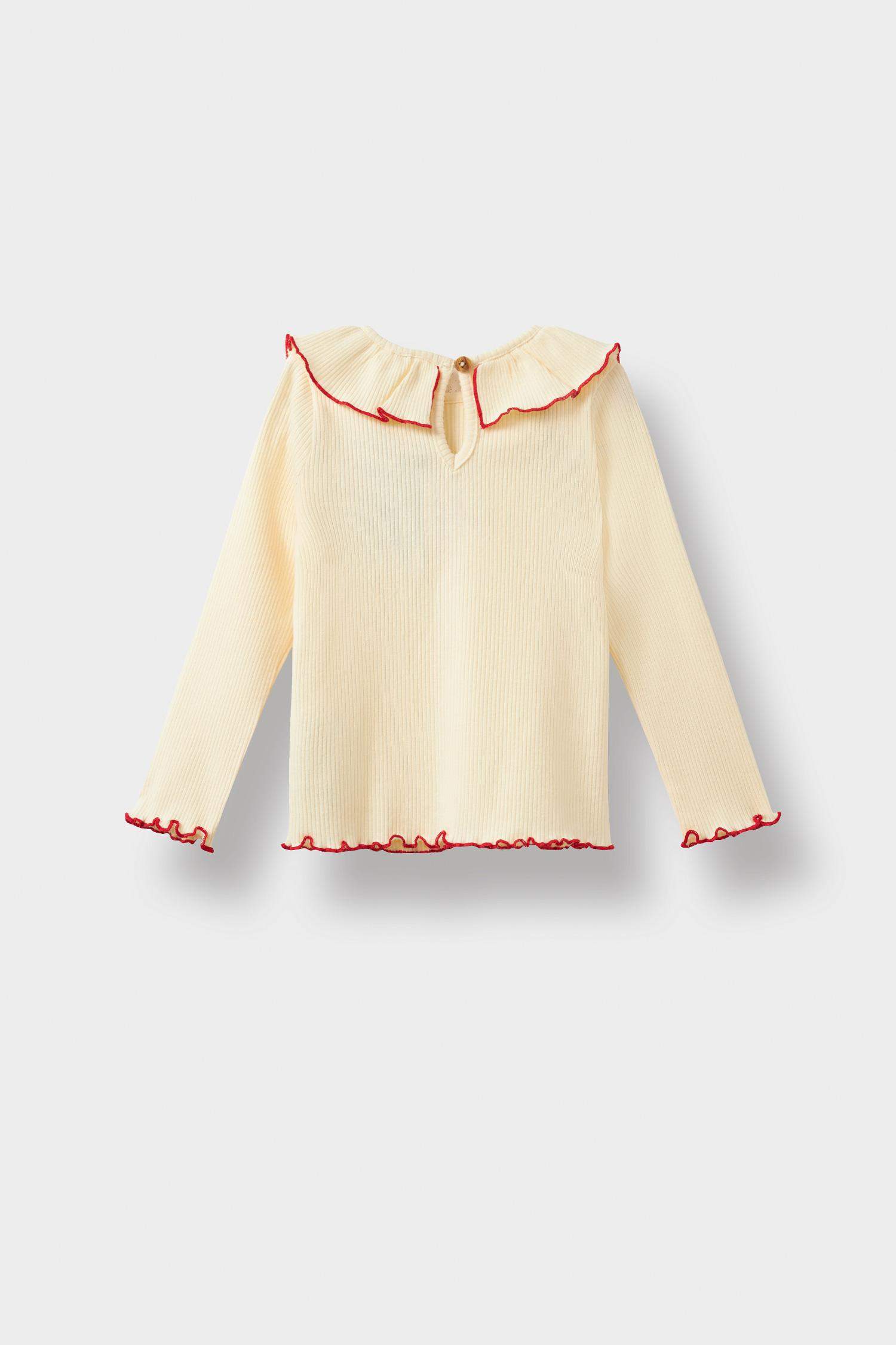 Kız Bebek Standart Fit Fitilli Kaşkorse Uzun Kollu Tişört