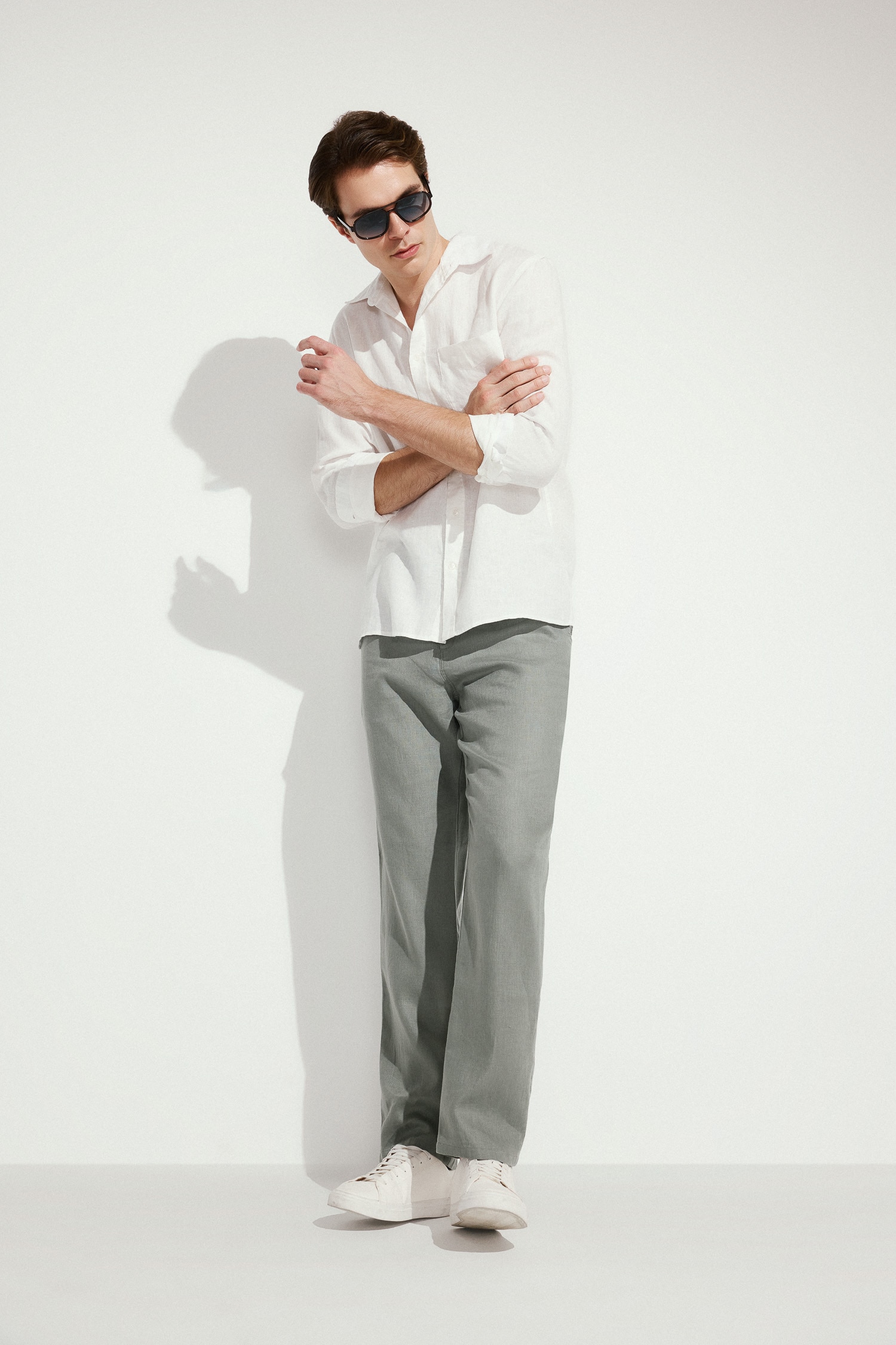 DeFacto Relaxed Fit Keten Pantolon görsel 2