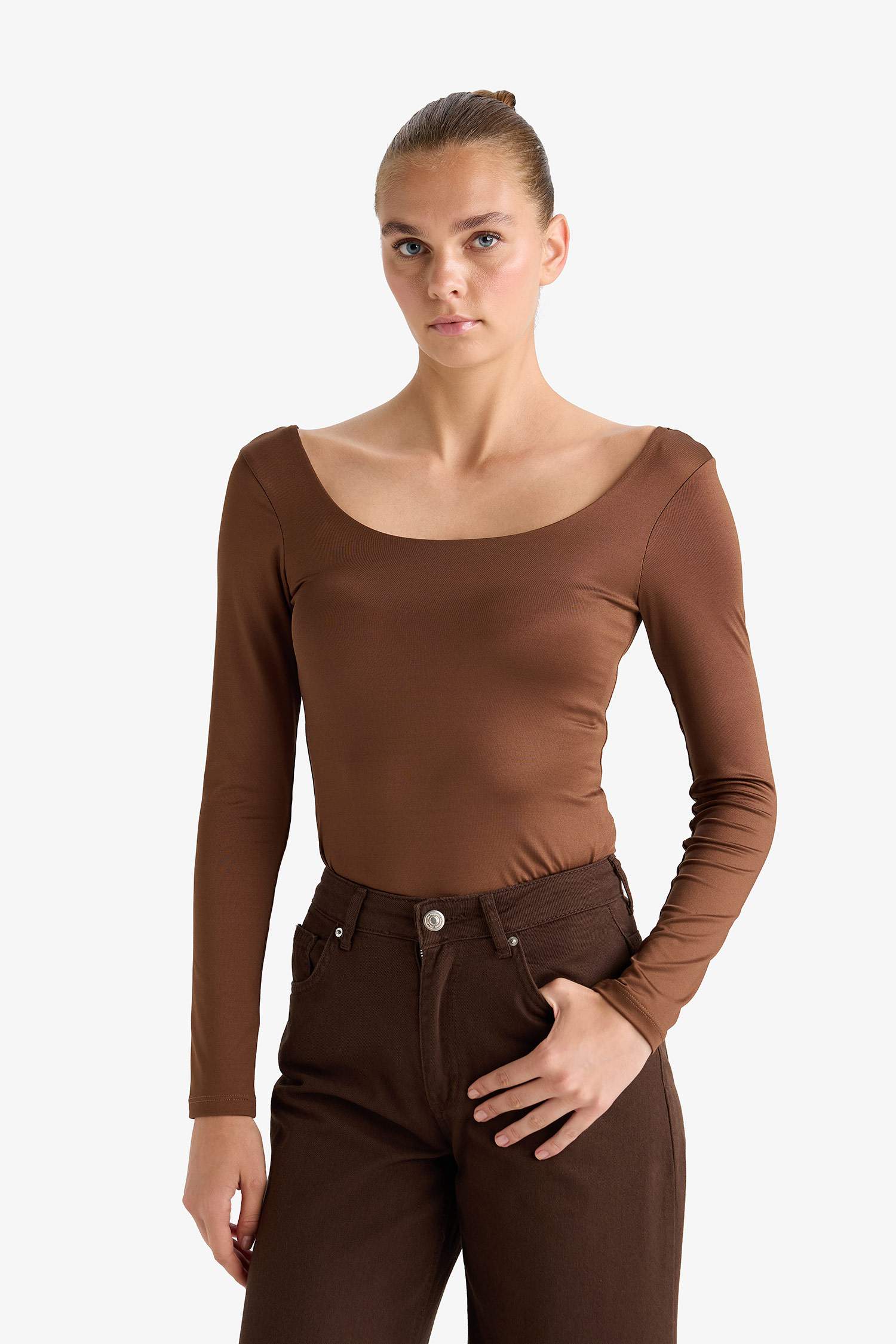 Body à manches longues et col carré