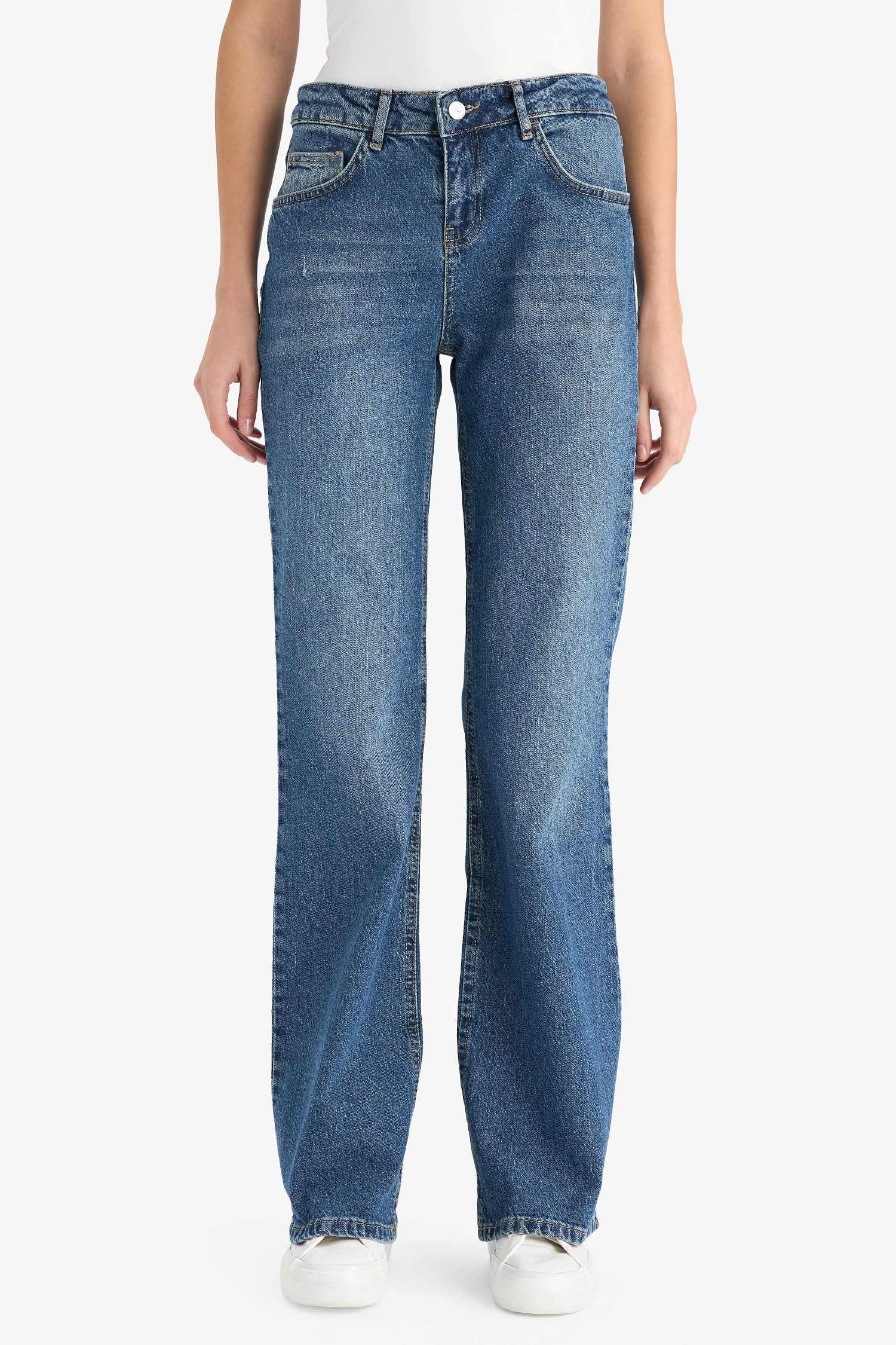 سروال جينز بخصر منخفض