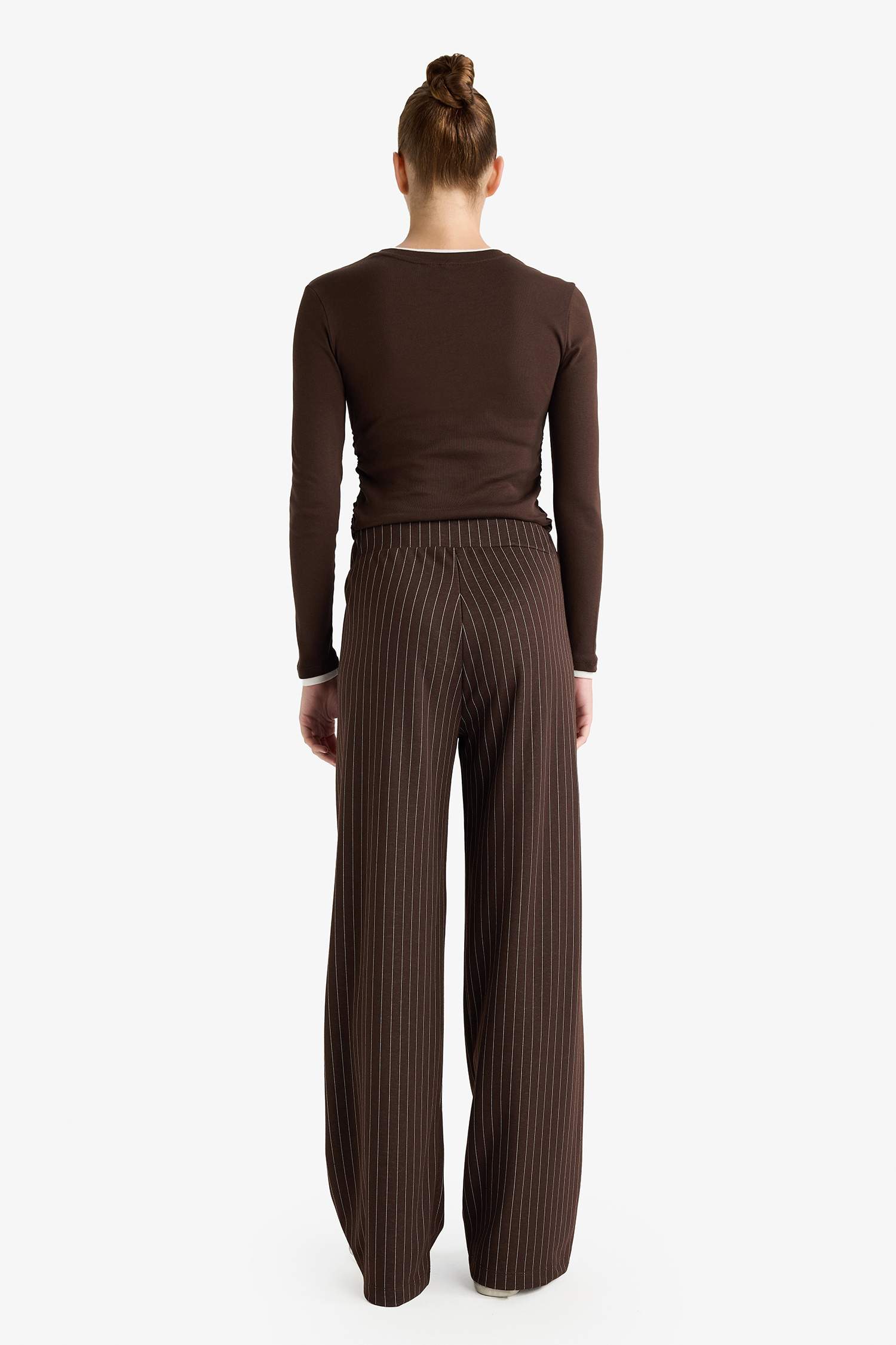 Wide Leg Çizgili Geniş Bol Paça Pantolon