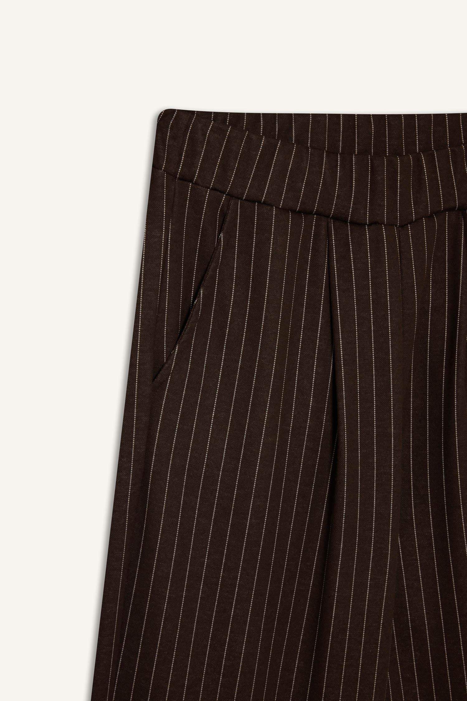 Wide Leg Çizgili Geniş Bol Paça Pantolon