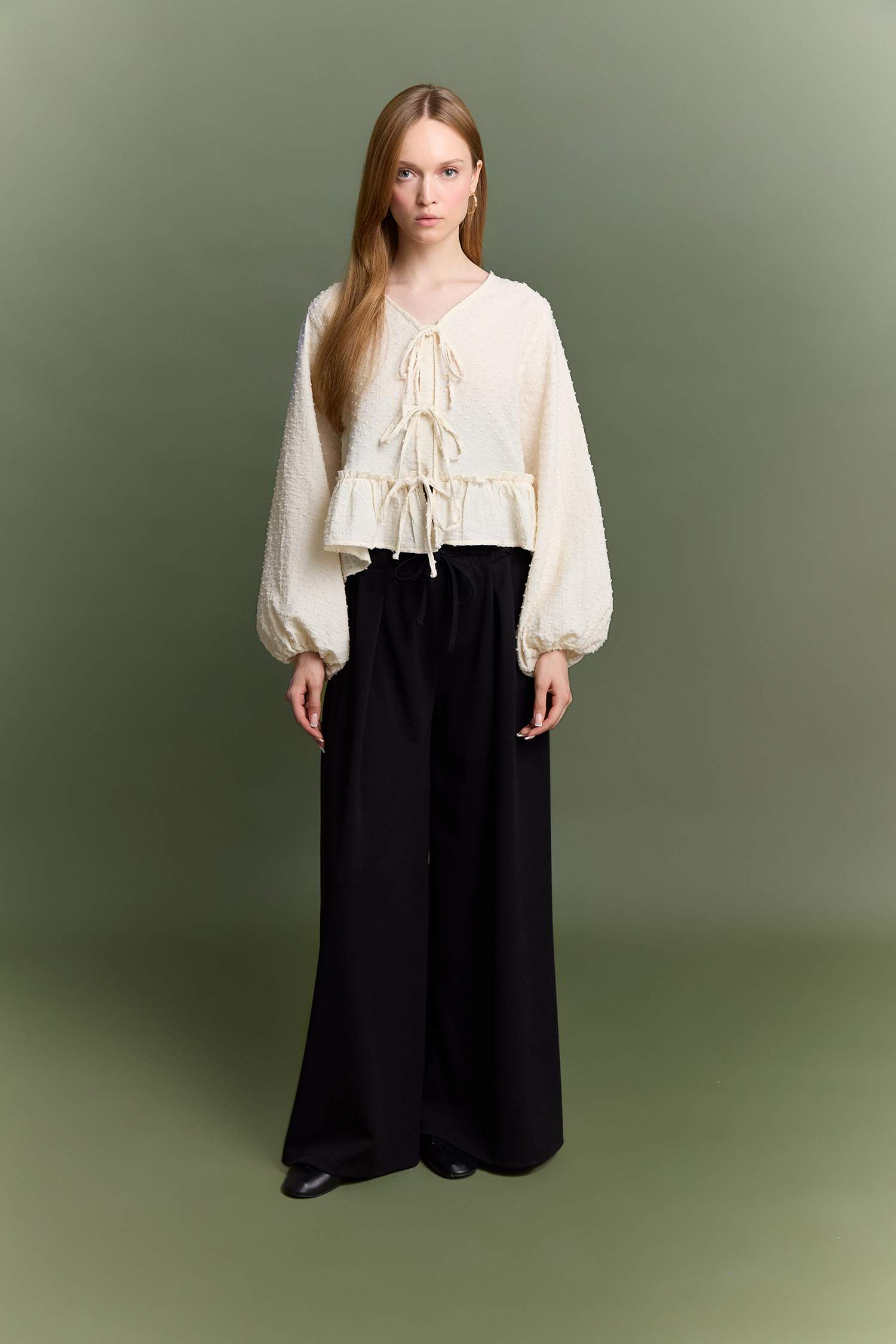 Wide Leg Crepe Trousers
