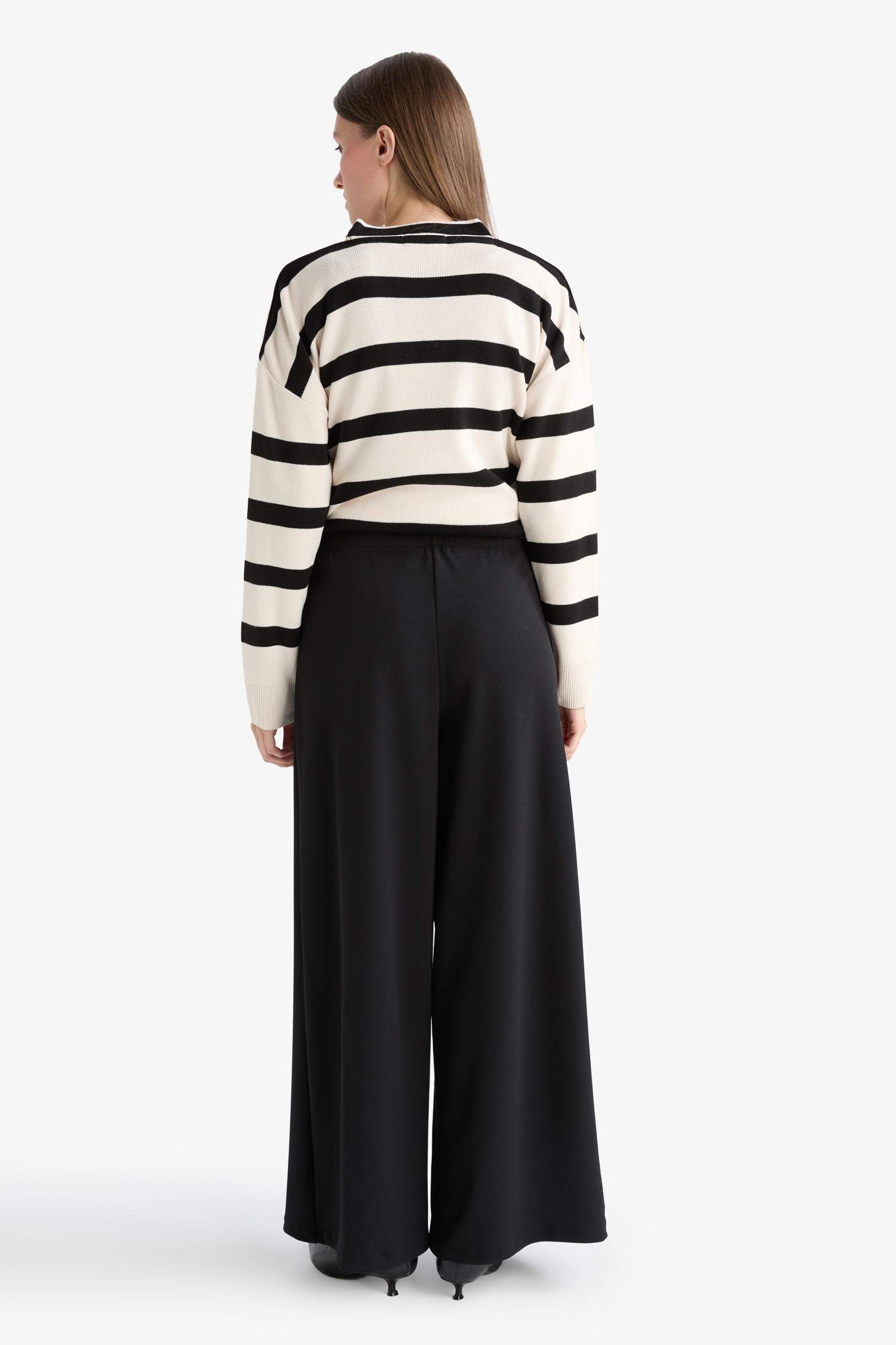 Wide Leg Crepe Trousers