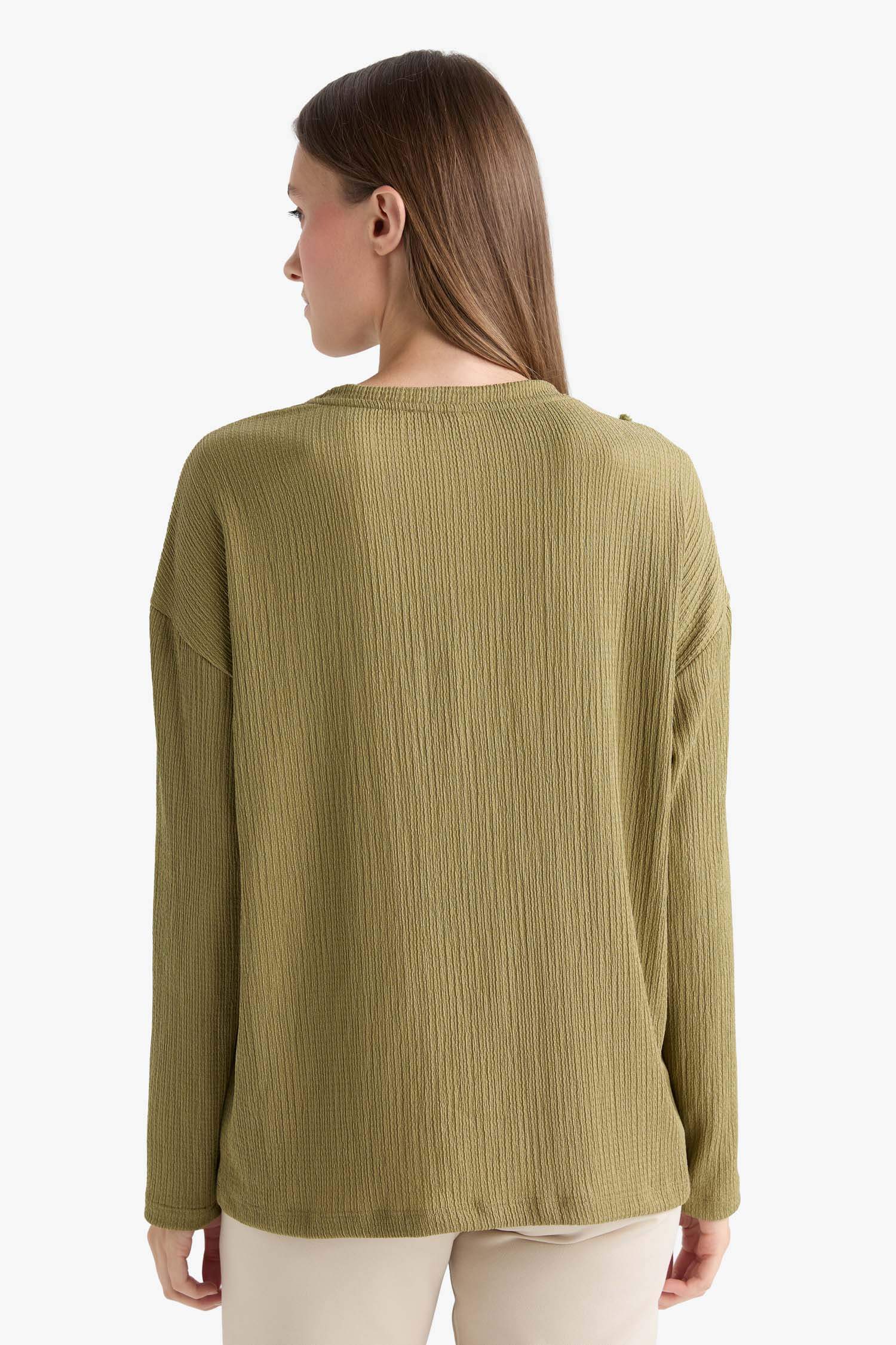 Relax Fit Crew Neck Crepe T-Shirt