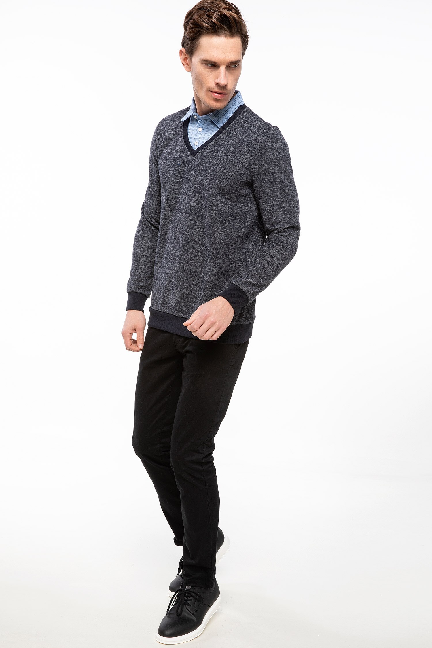 Defacto Gömlek Yakalı Sweatshirt. 2
