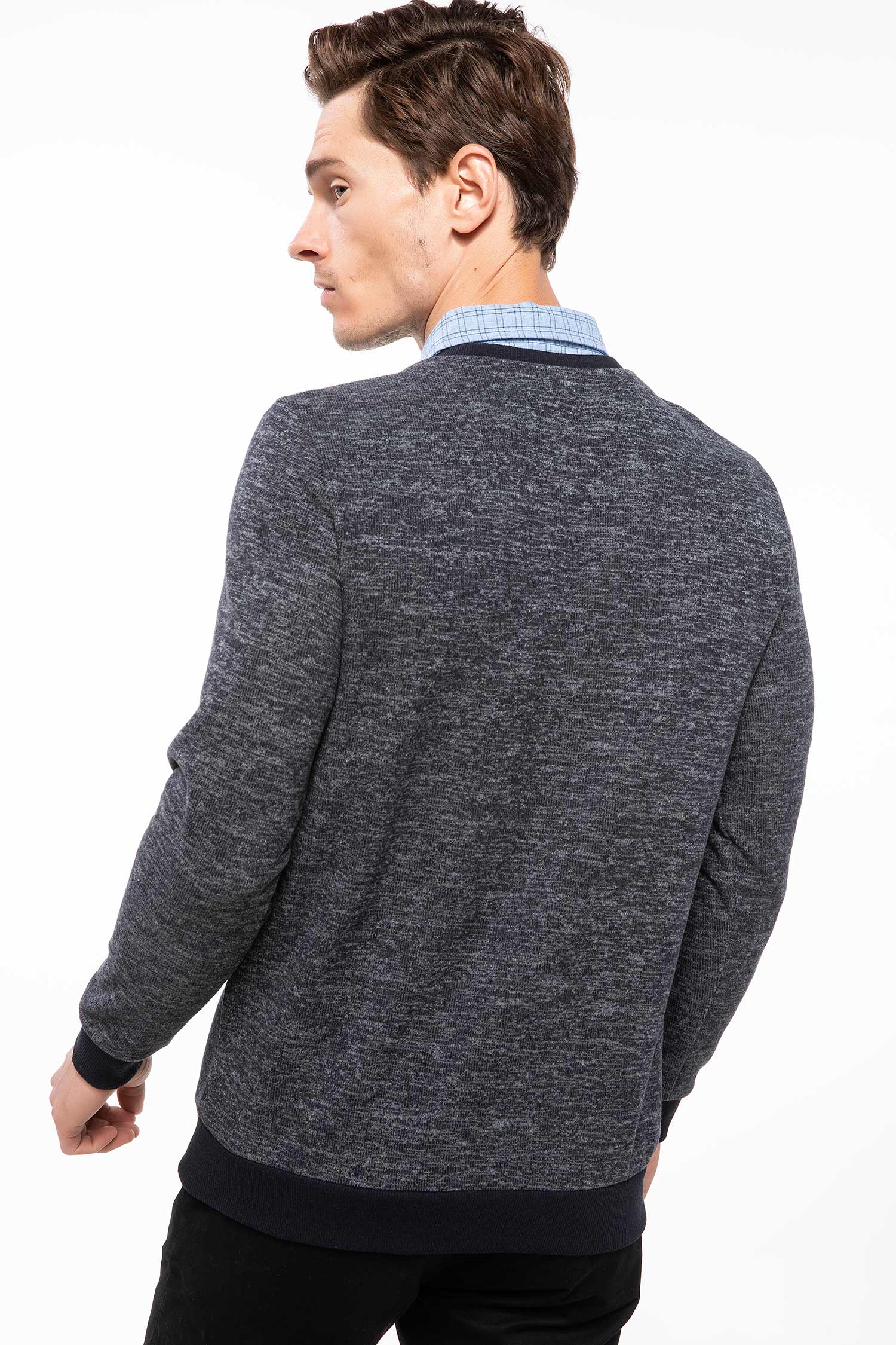 Defacto Gömlek Yakalı Sweatshirt. 5