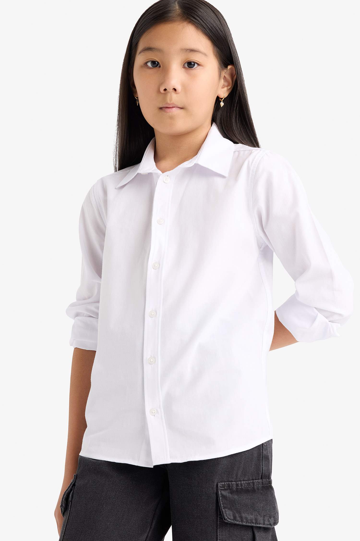 قميص بولو اولادي كم طويل بوبلين قصة عادية