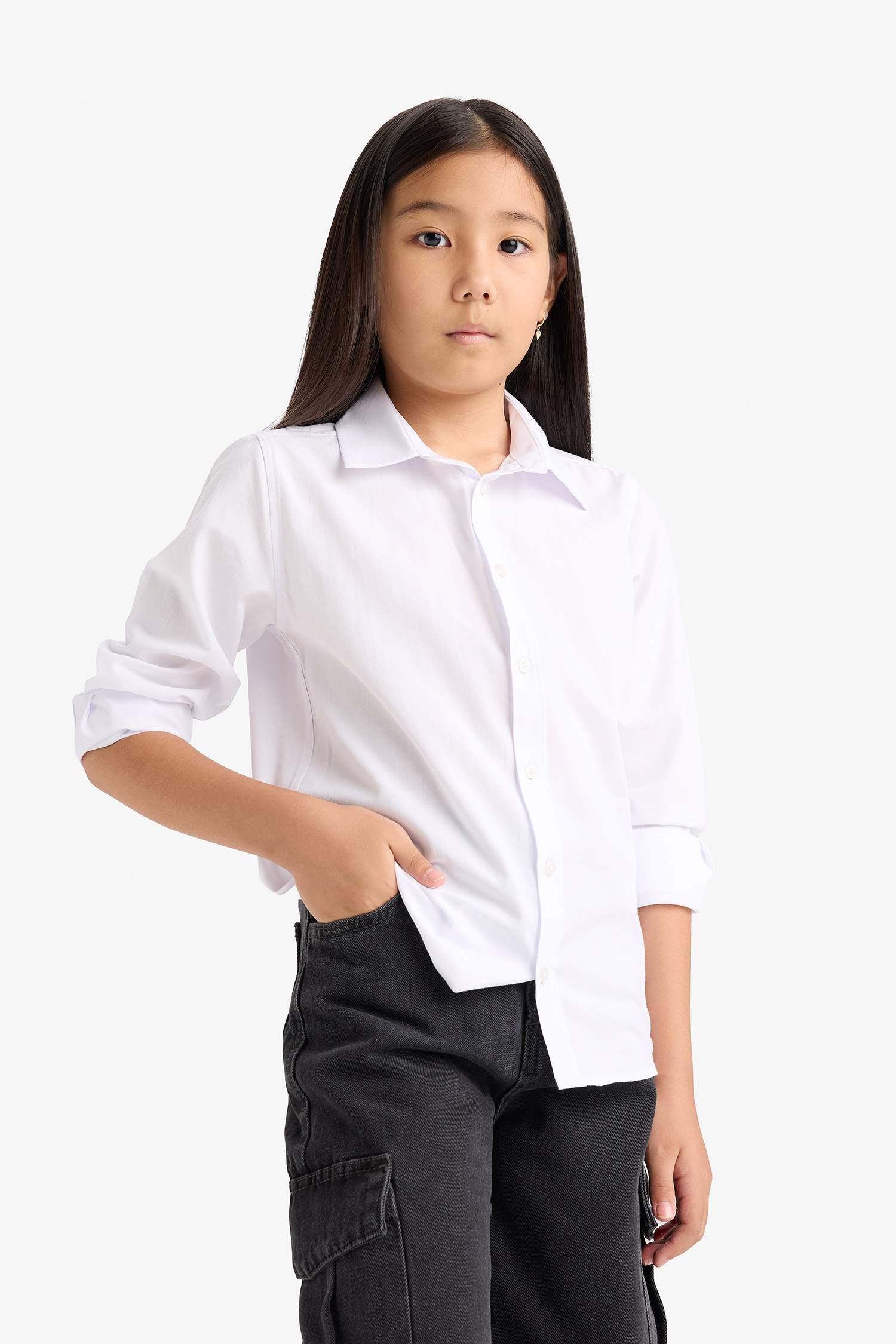 قميص بولو اولادي كم طويل بوبلين قصة عادية