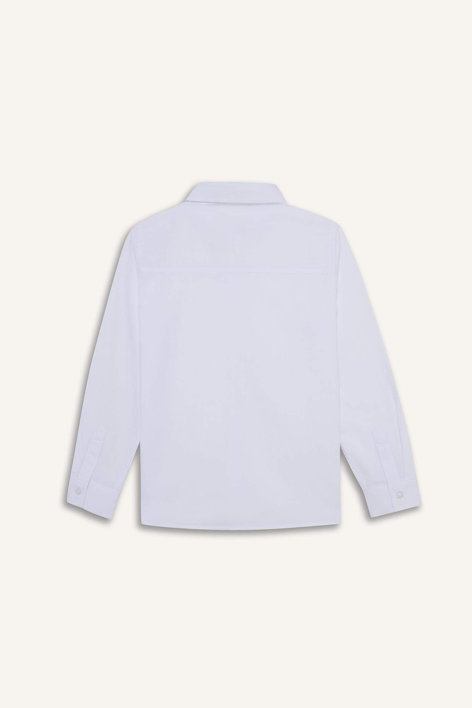 Erkek Çocuk Polo Yaka Poplin Uzun Kollu Gömlek