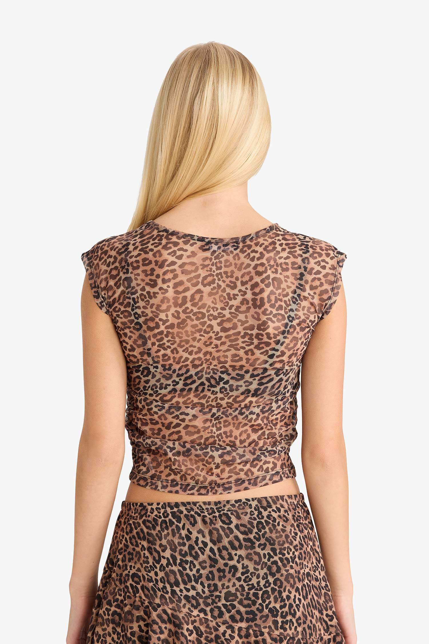 Fitted Digital Printed Tulle Short Sleeve T-Shirt