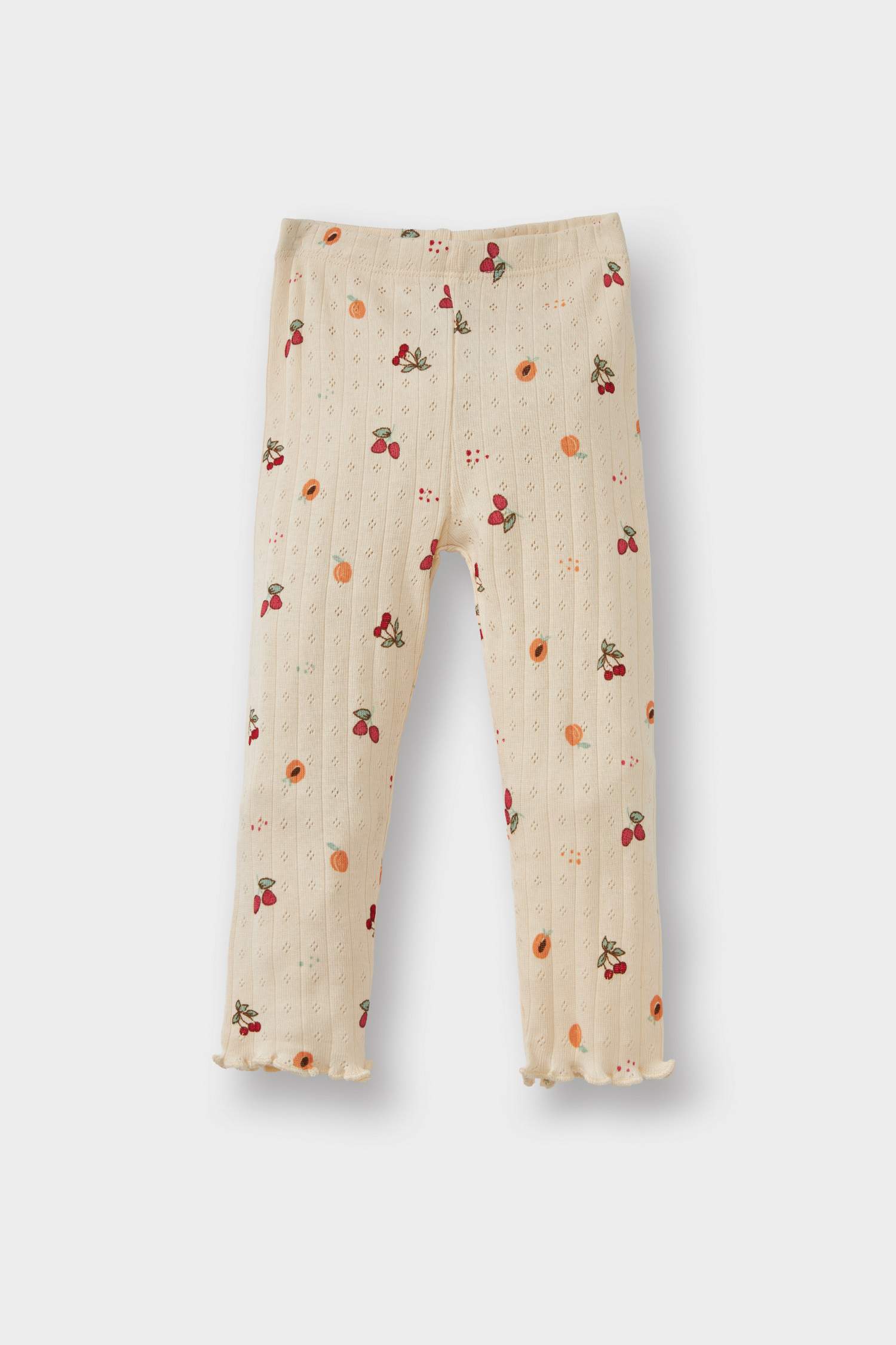 Kız Bebek Pijama Takımı Meyve Desenli Uzun Kollu Fitilli Kaşkorse Üst Uzun Alt