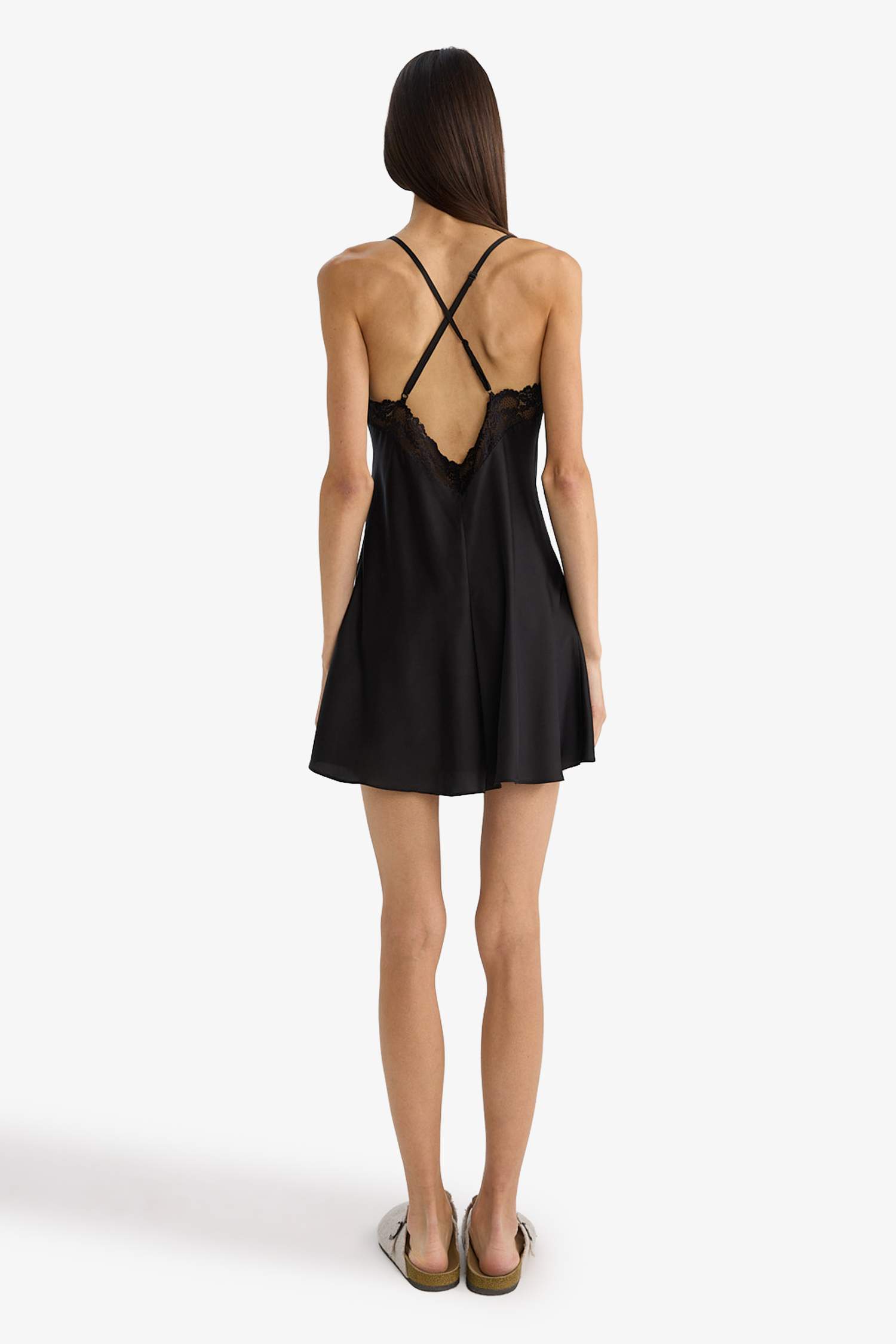 Regular Fit V-Neck Satin Woven Dress