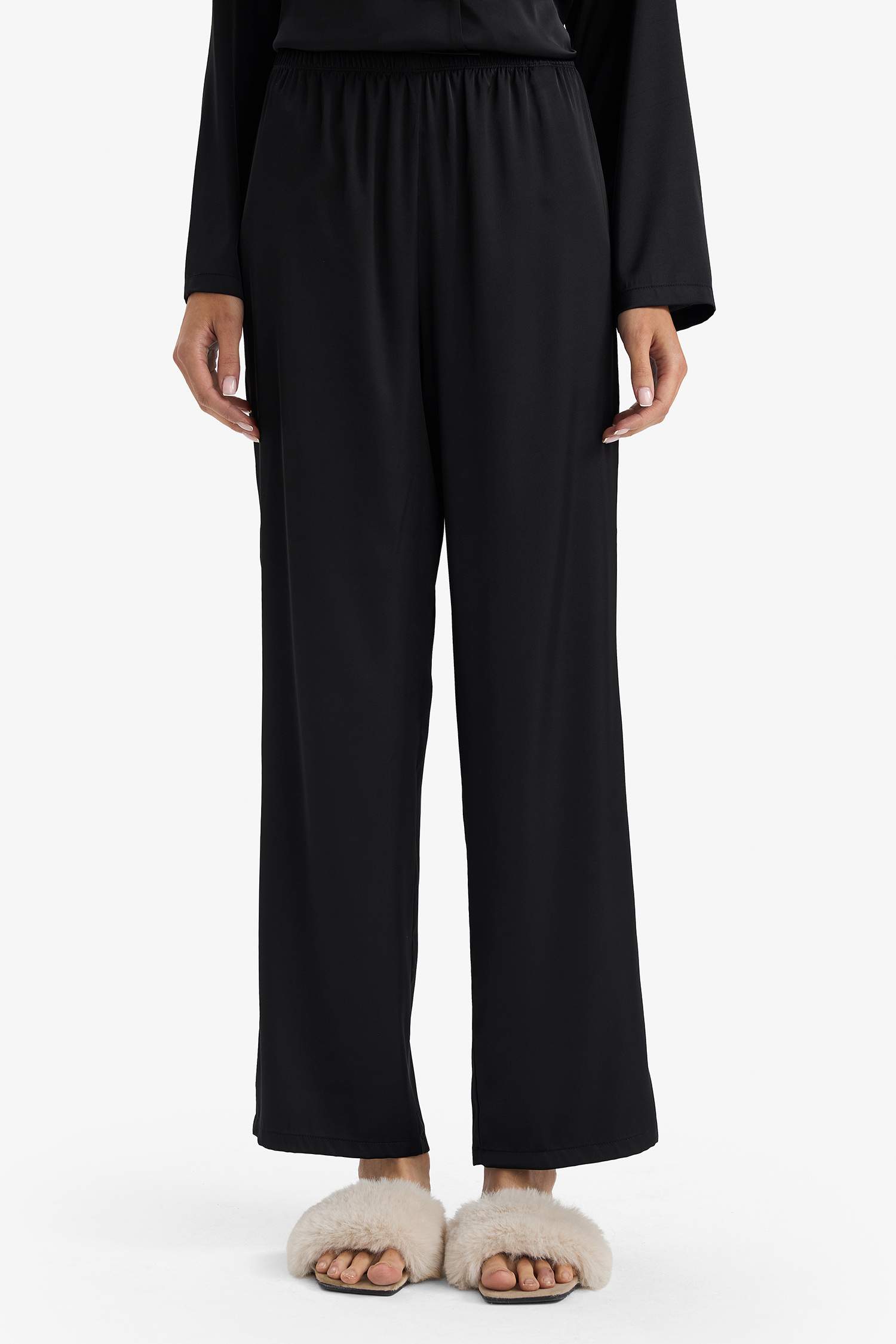 Pijama Takımı Regular Fit Saten Uzun Kollu Üst Uzun Alt-Fall in Love