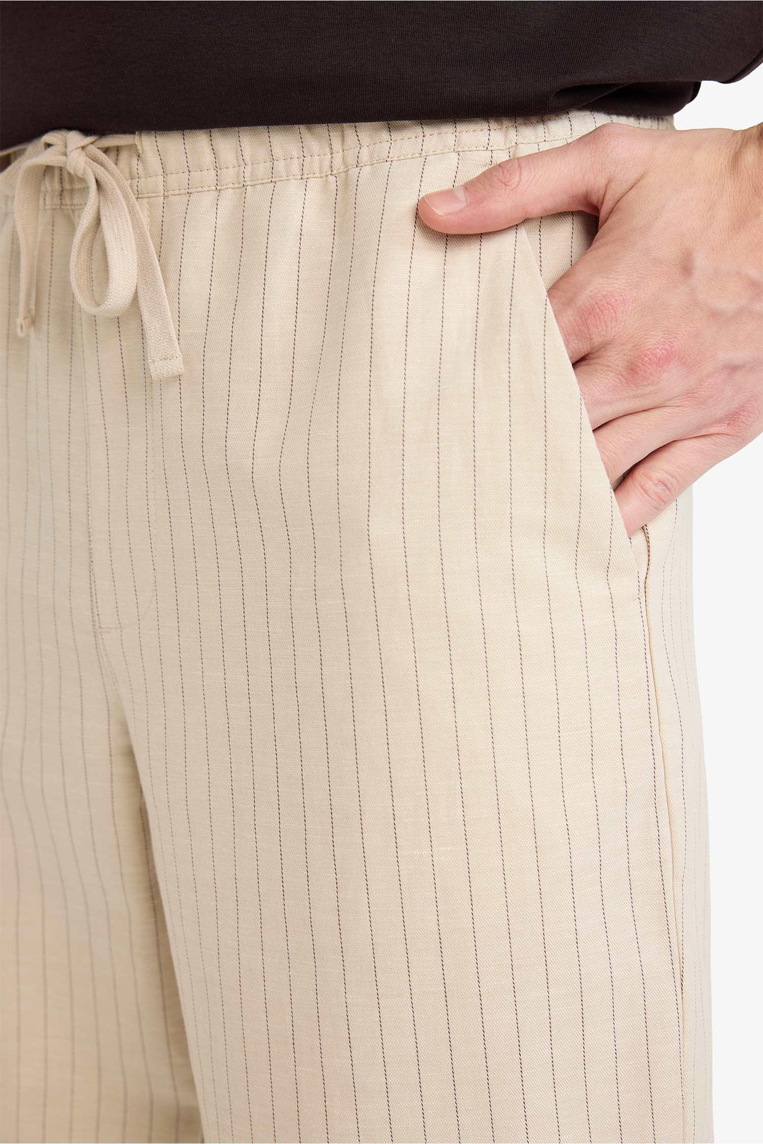 DeFacto RELAX FIT Pamuklu Keten Pantolon görsel 3