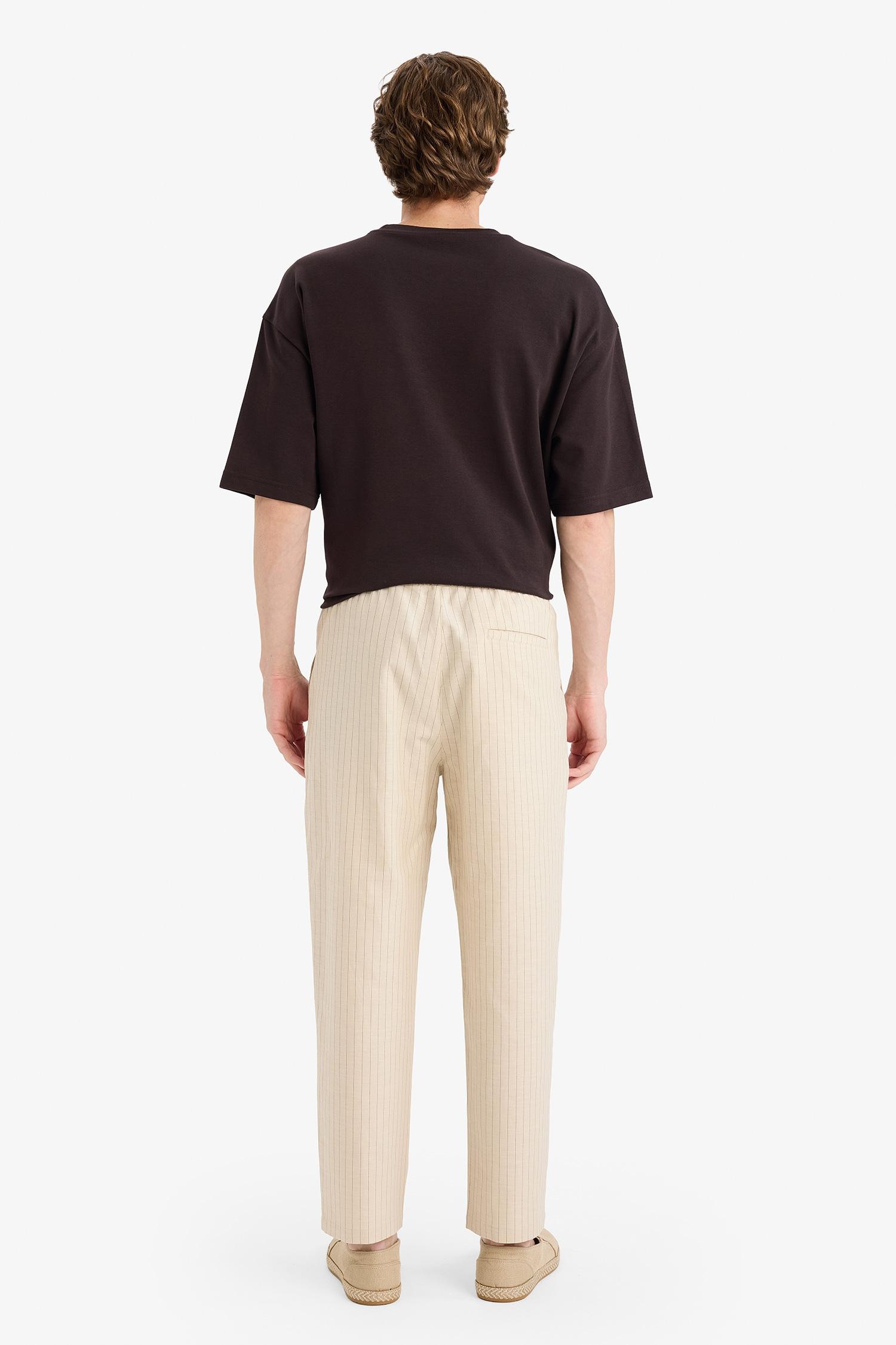 DeFacto RELAX FIT Pamuklu Keten Pantolon görsel 4