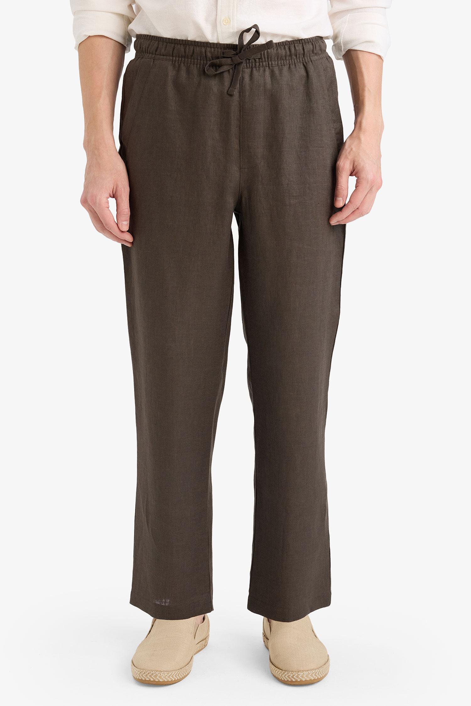 DeFacto %100 Keten Relax Fit Pantolon görsel 3